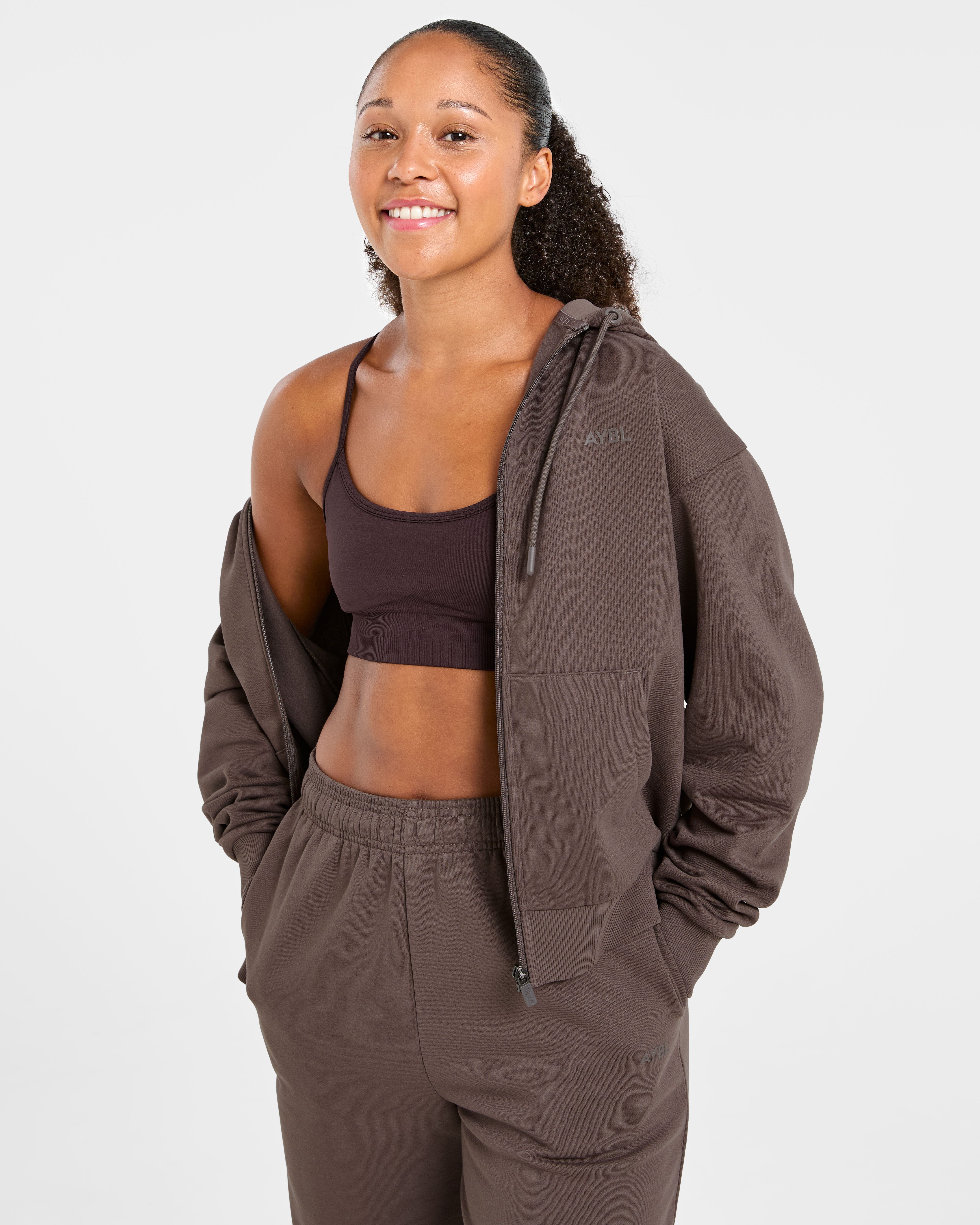 Lifestyle Oversized Zip Up Hoodie - Umber Bruin