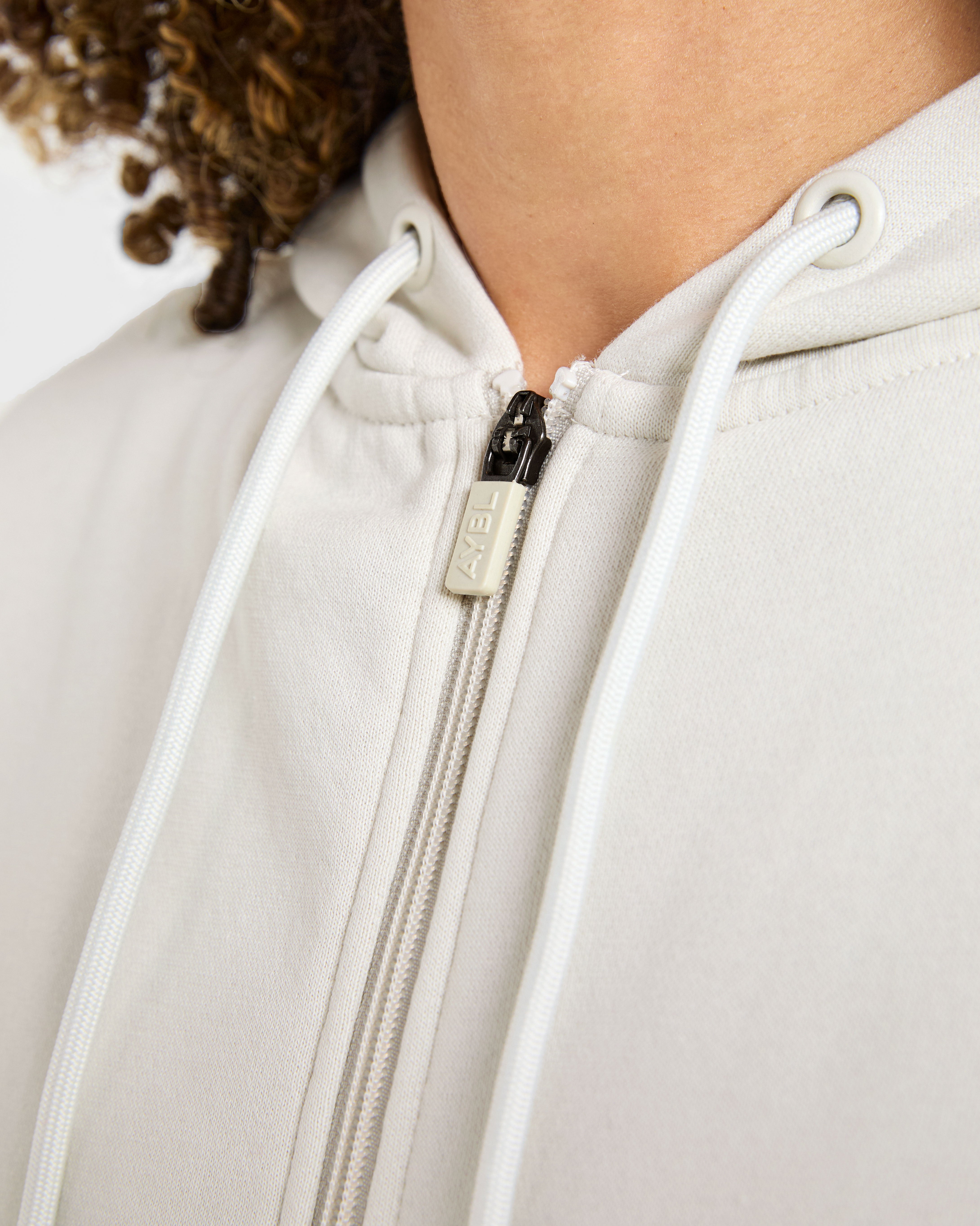 Lifestyle Oversized Zip Up Hoodie - Off Wit