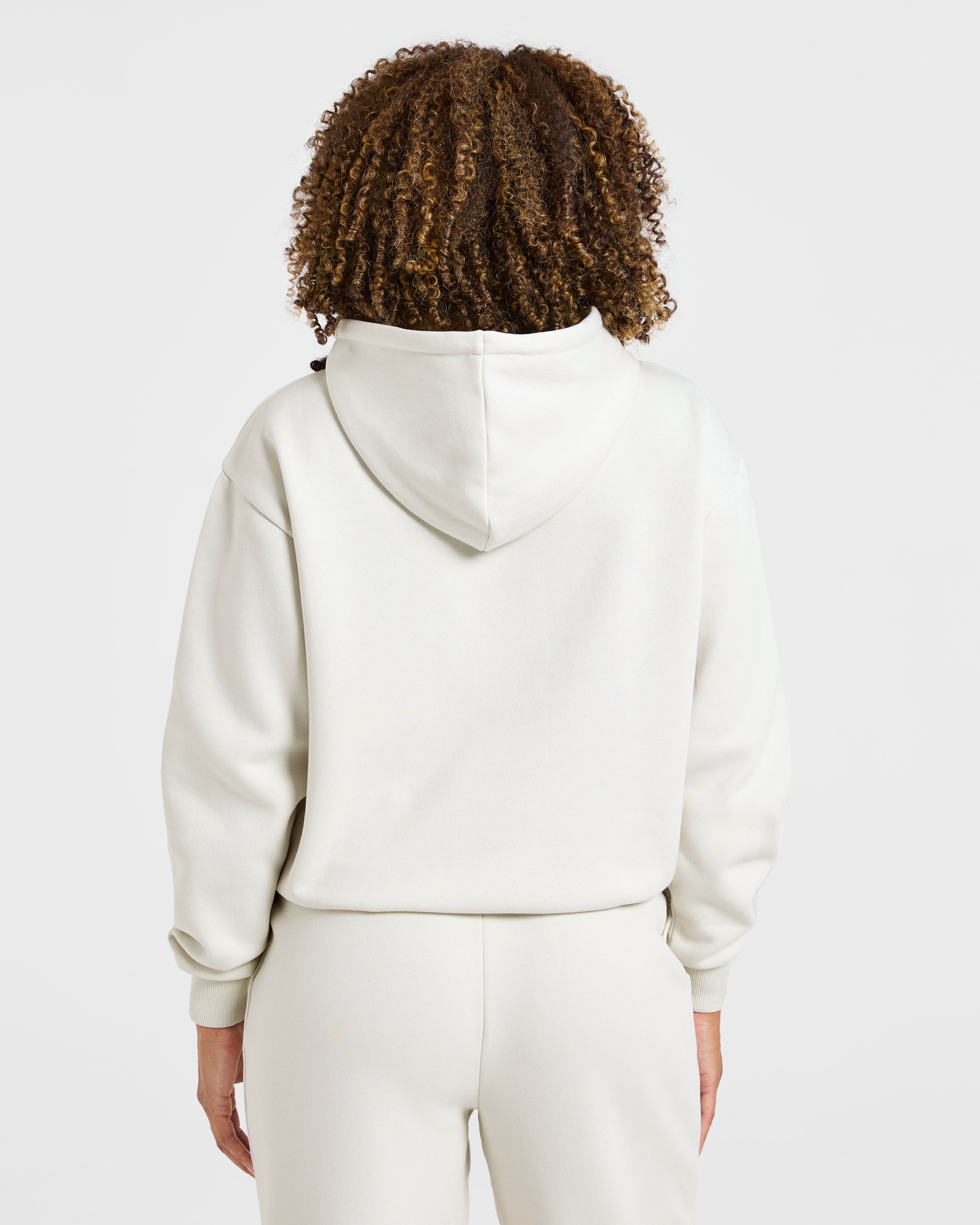 Lifestyle Oversized Zip Up Hoodie - Off Wit