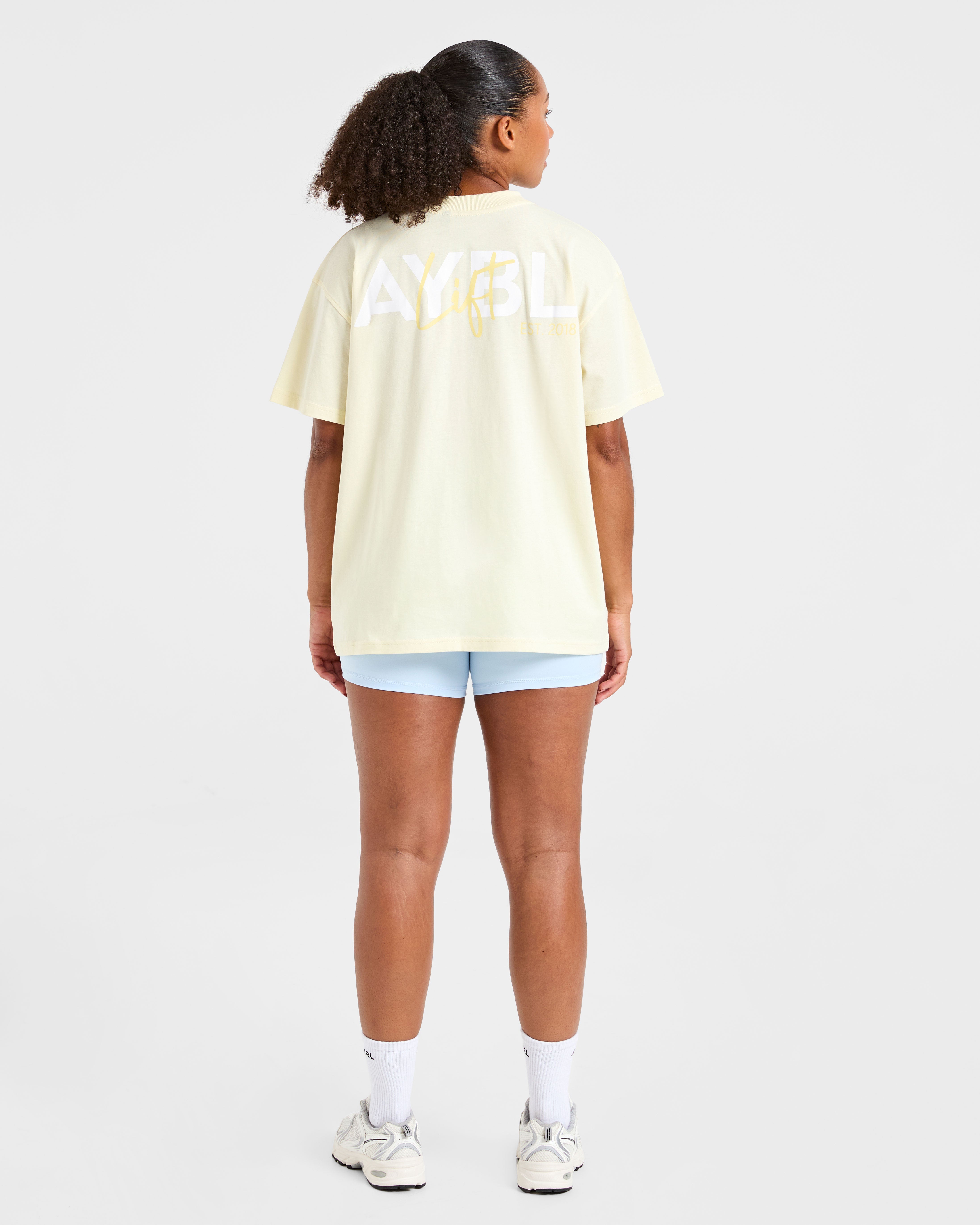 Lift Graphic Oversized T Shirt - Lemon Geel