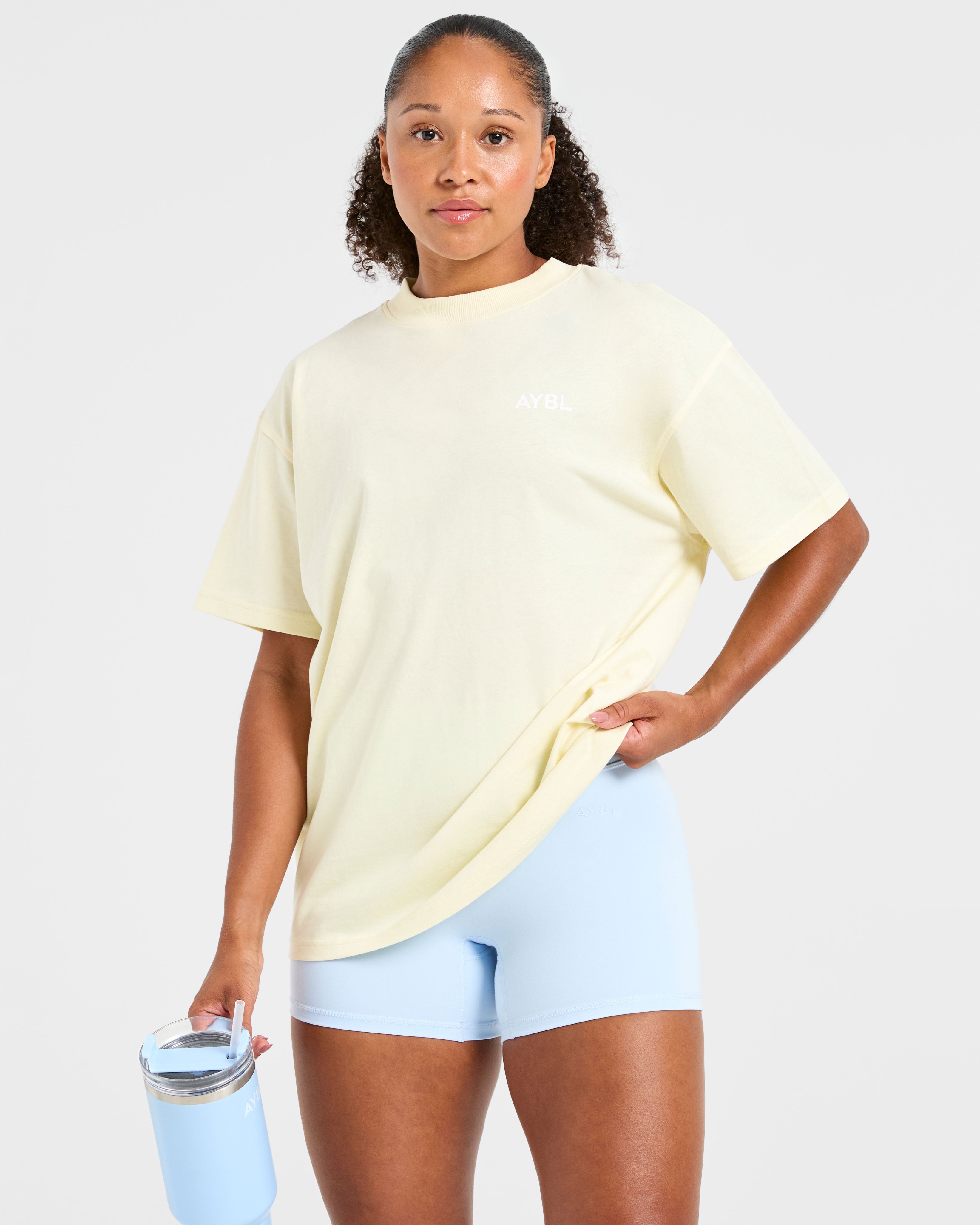 Lift Graphic Oversized T Shirt - Lemon Geel