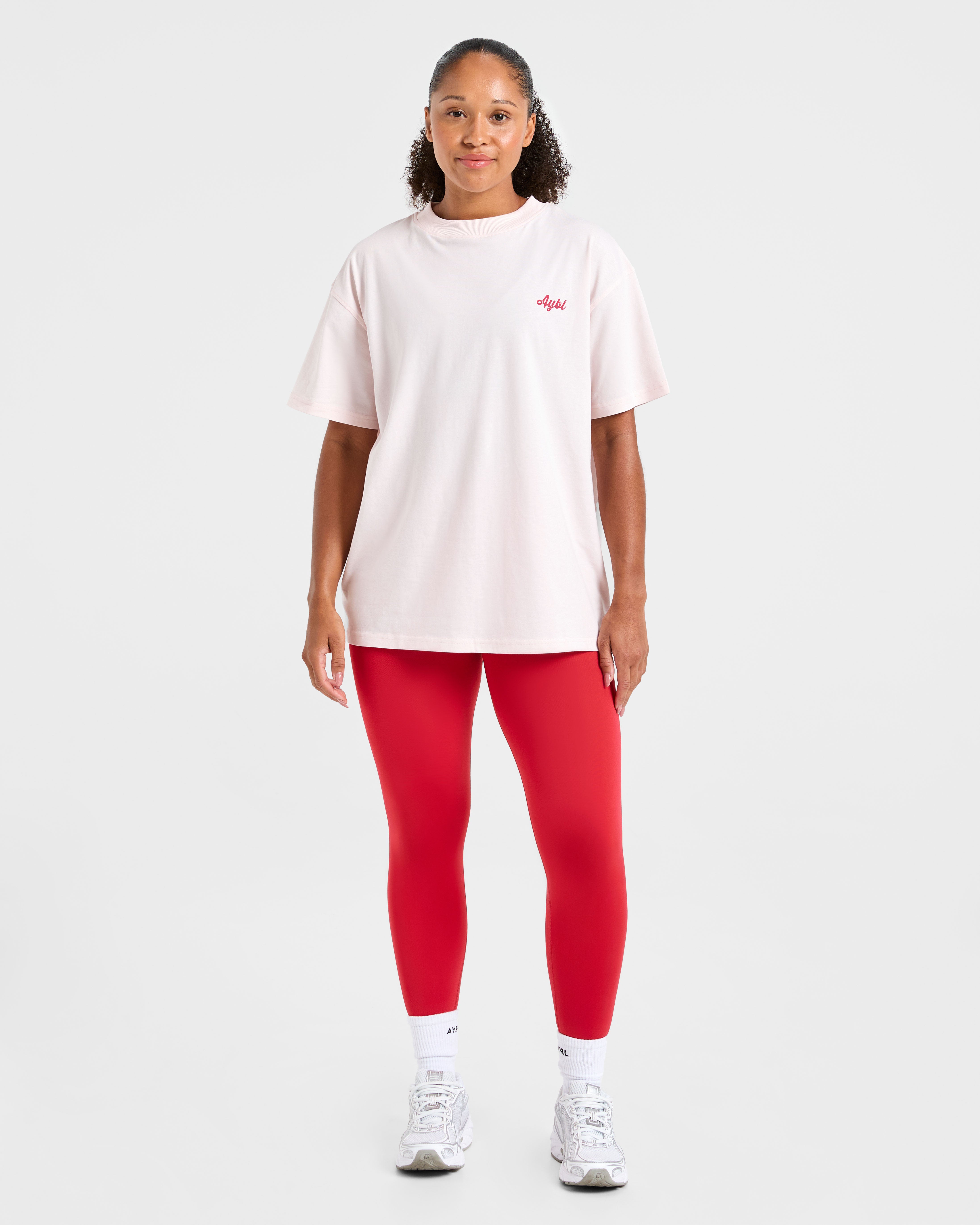 Retro Athletics Club Oversized T Shirt - Roze