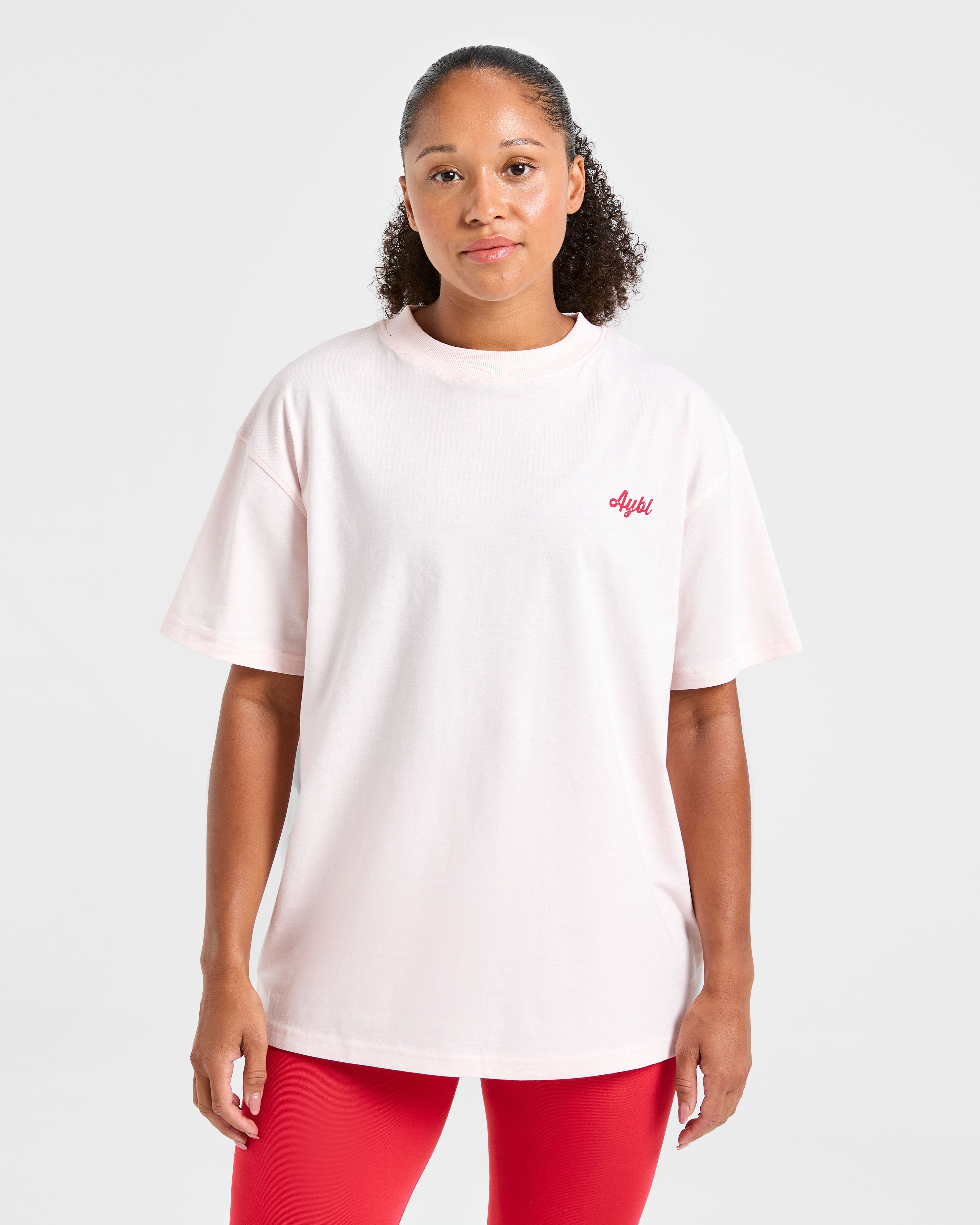 Retro Athletics Club Oversized T Shirt - Roze