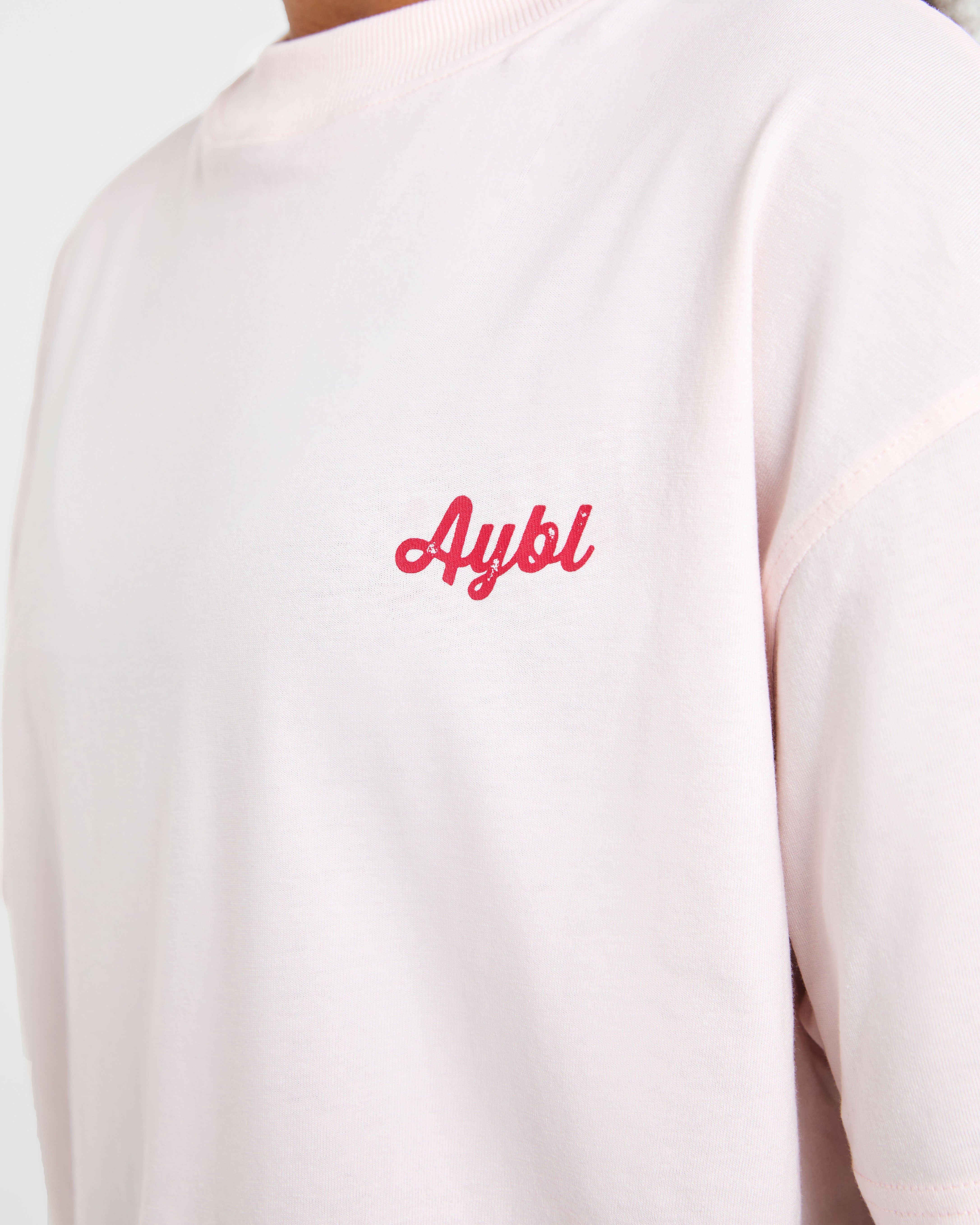 Retro Athletics Club Oversized T Shirt - Roze
