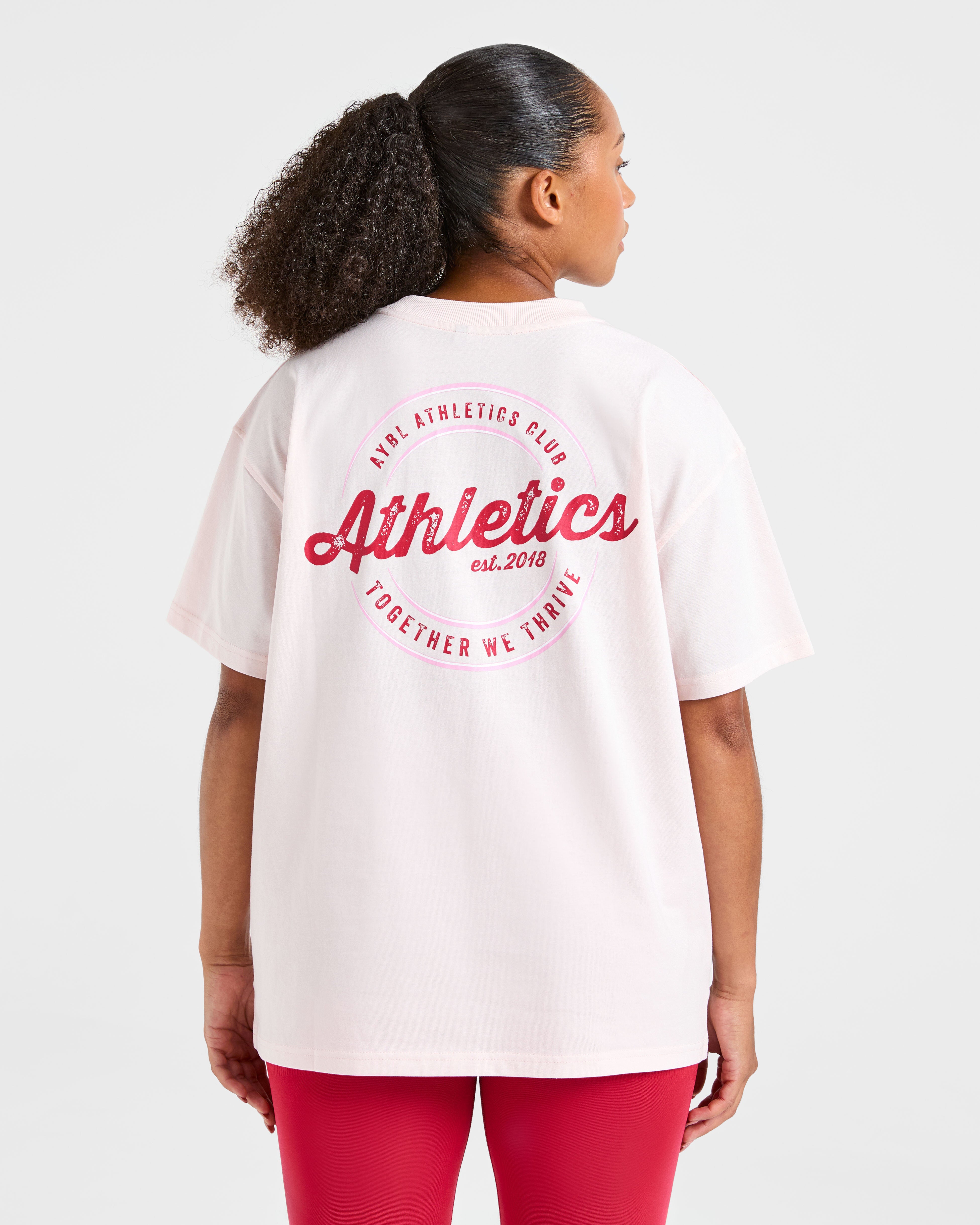 Retro Athletics Club Oversized T Shirt - Roze
