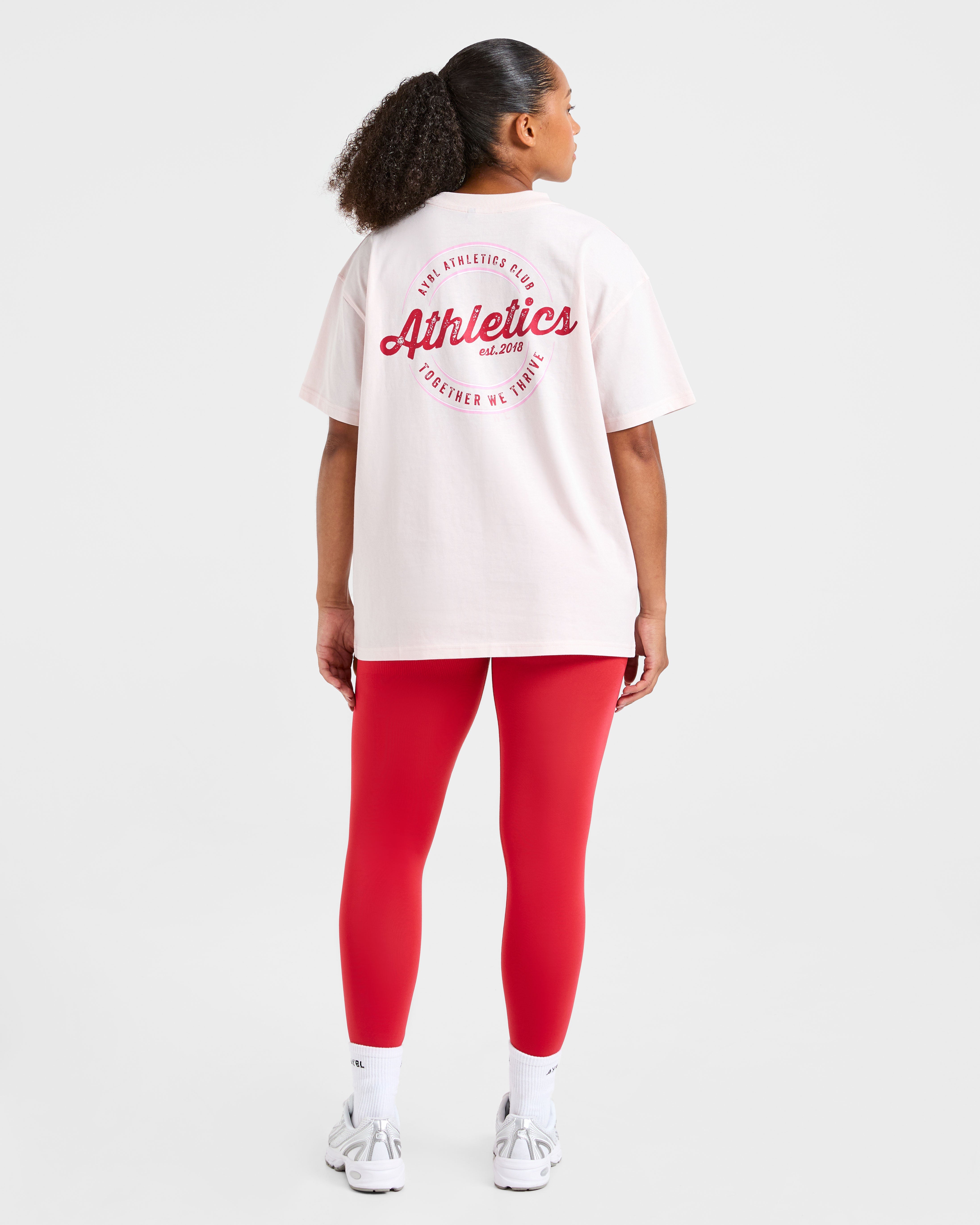 Retro Athletics Club Oversized T Shirt - Roze