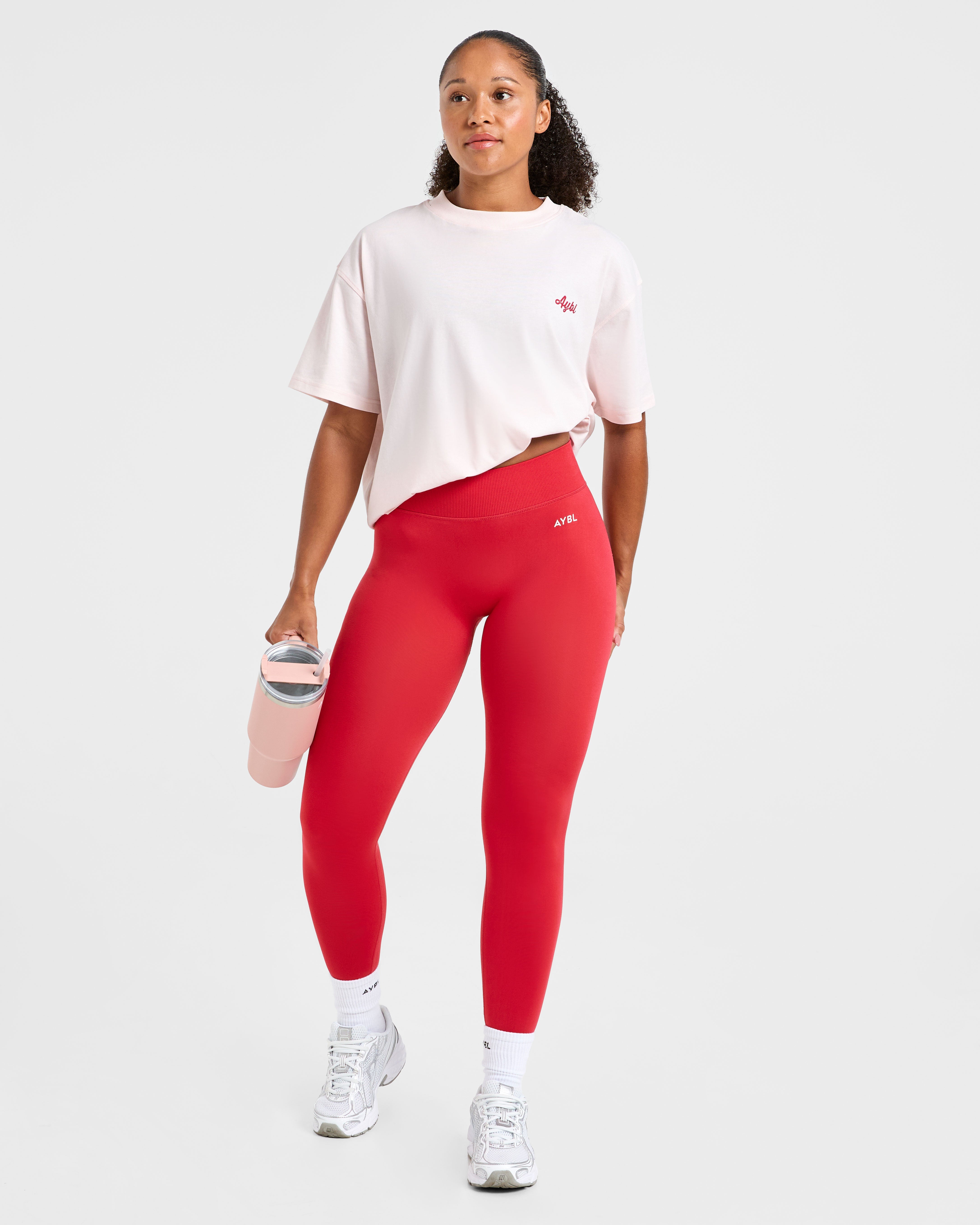 Retro Athletics Club Oversized T Shirt - Roze