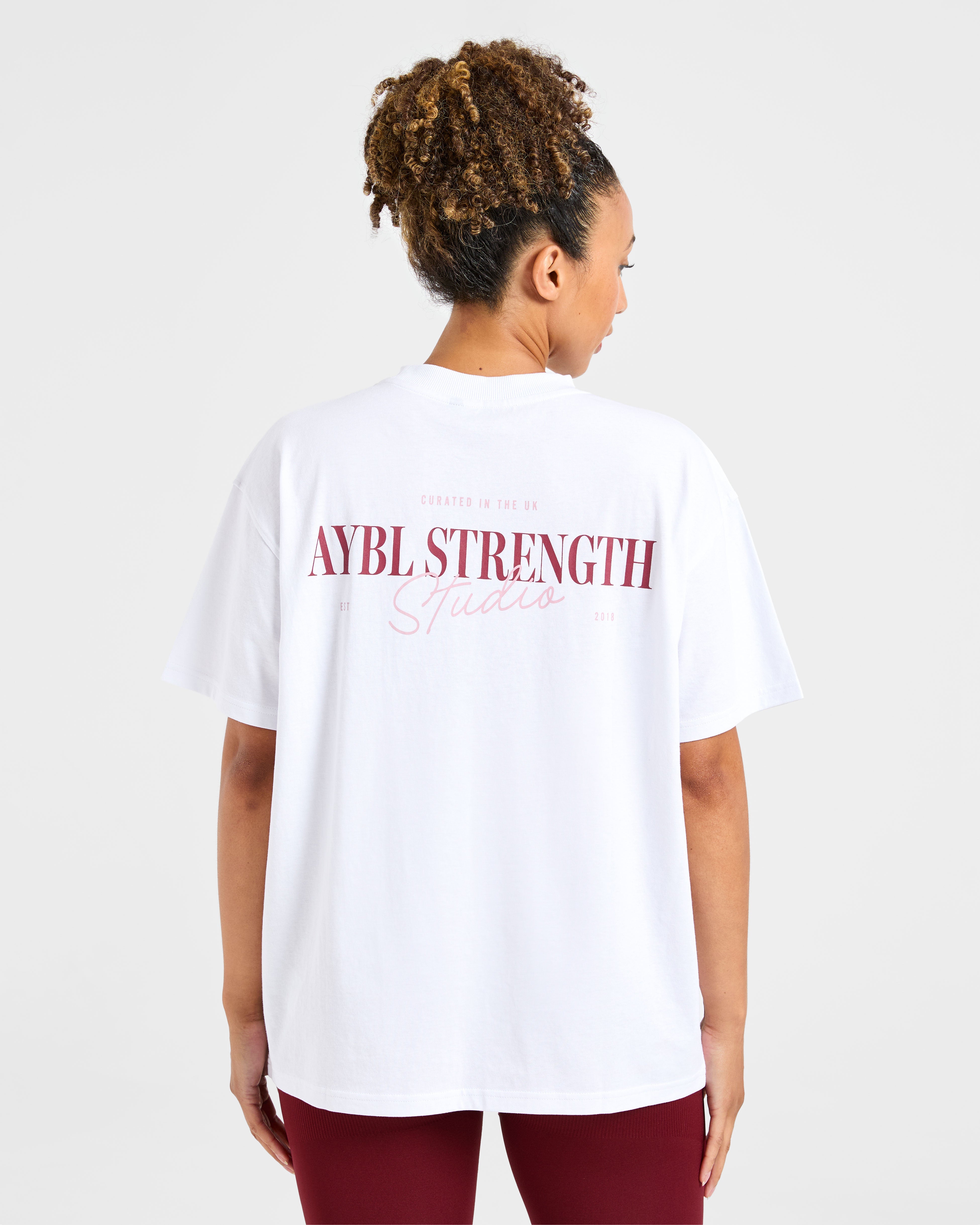 AYBL Strength Studio Oversized T Shirt - Wit