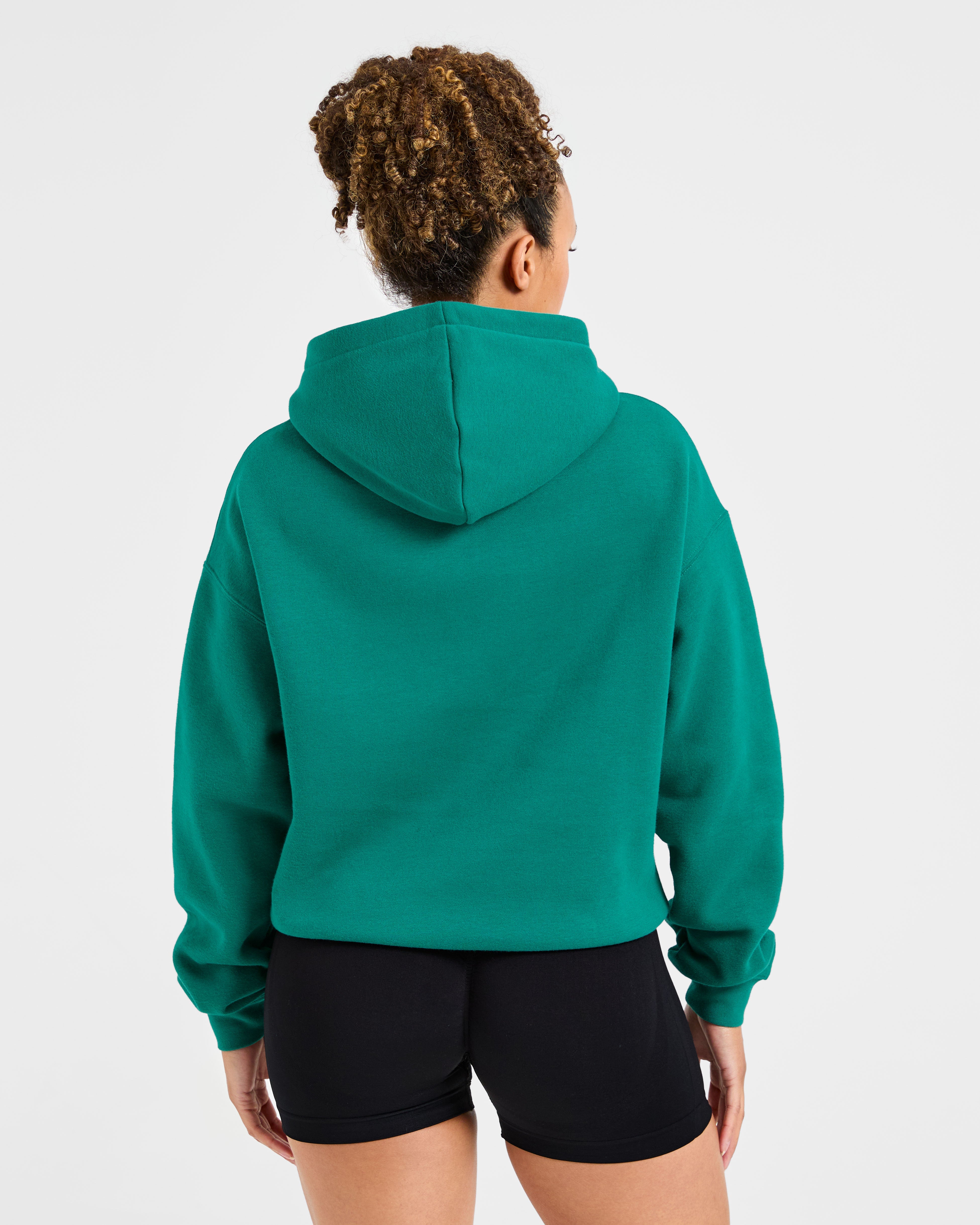 Script Embroidered Oversized Hoodie - Sports Groen