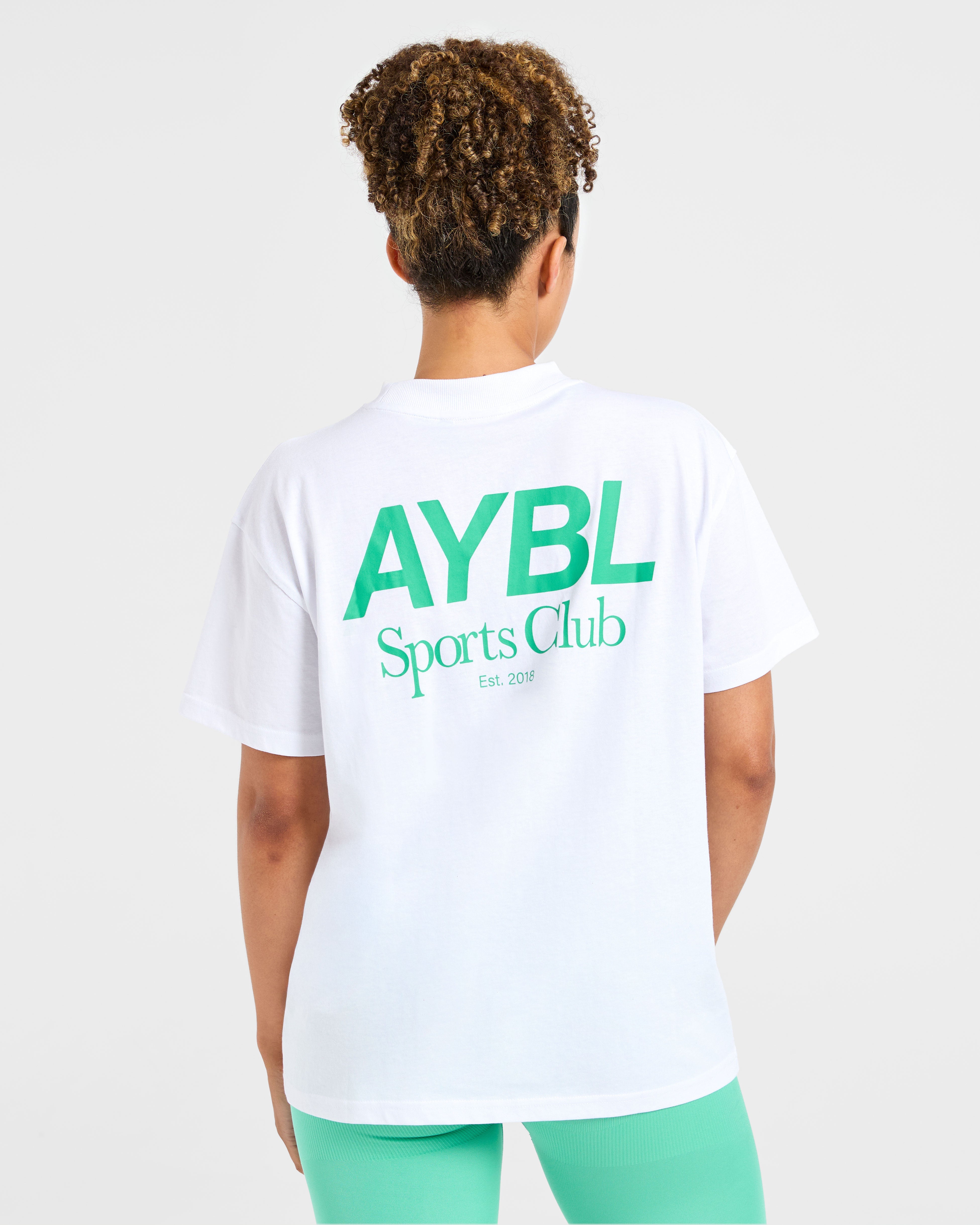 AYBL Sports Club Oversized T Shirt - Wit/Racing Groen