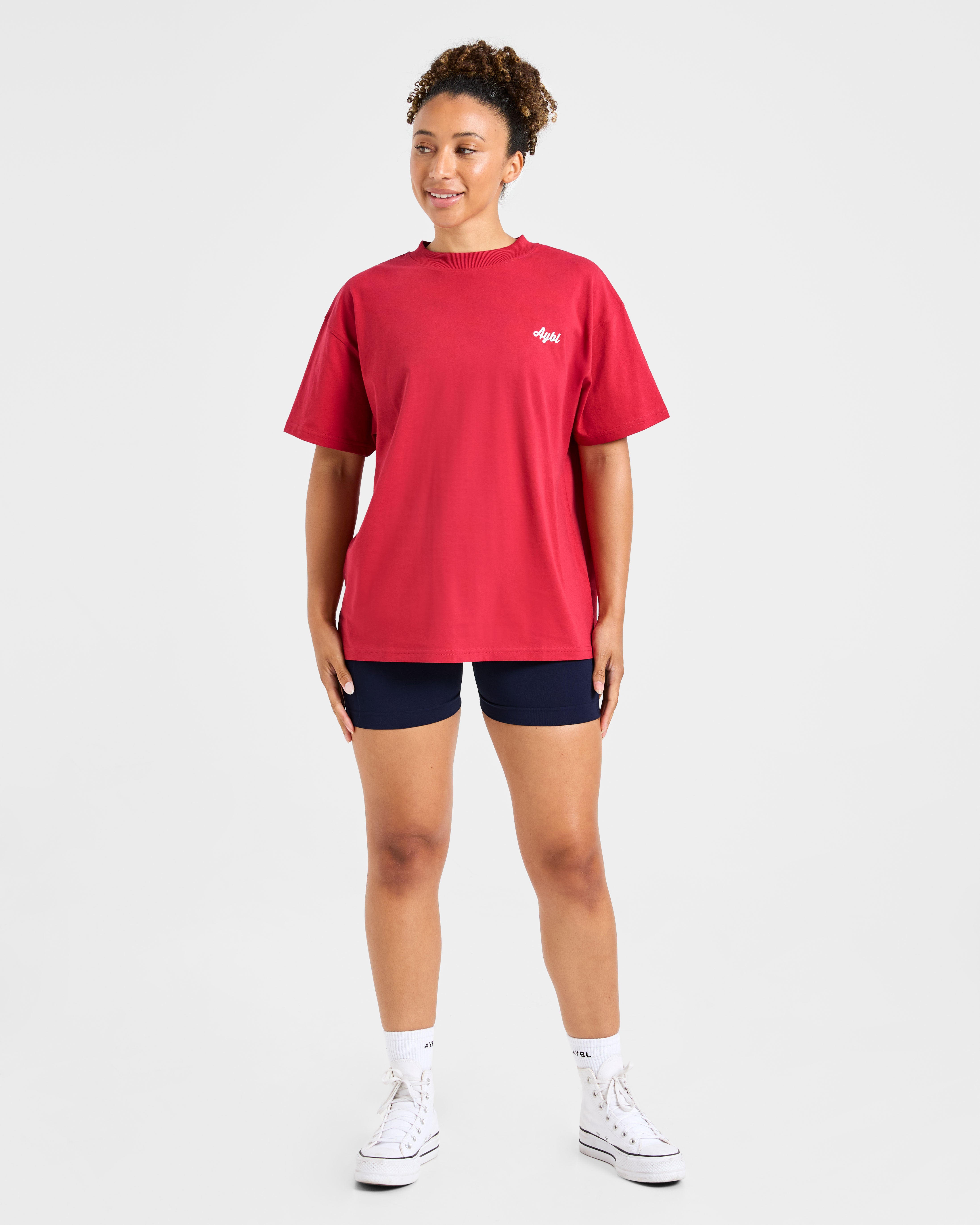 Retro Athletics Club Oversized T Shirt - Rood/Blauw