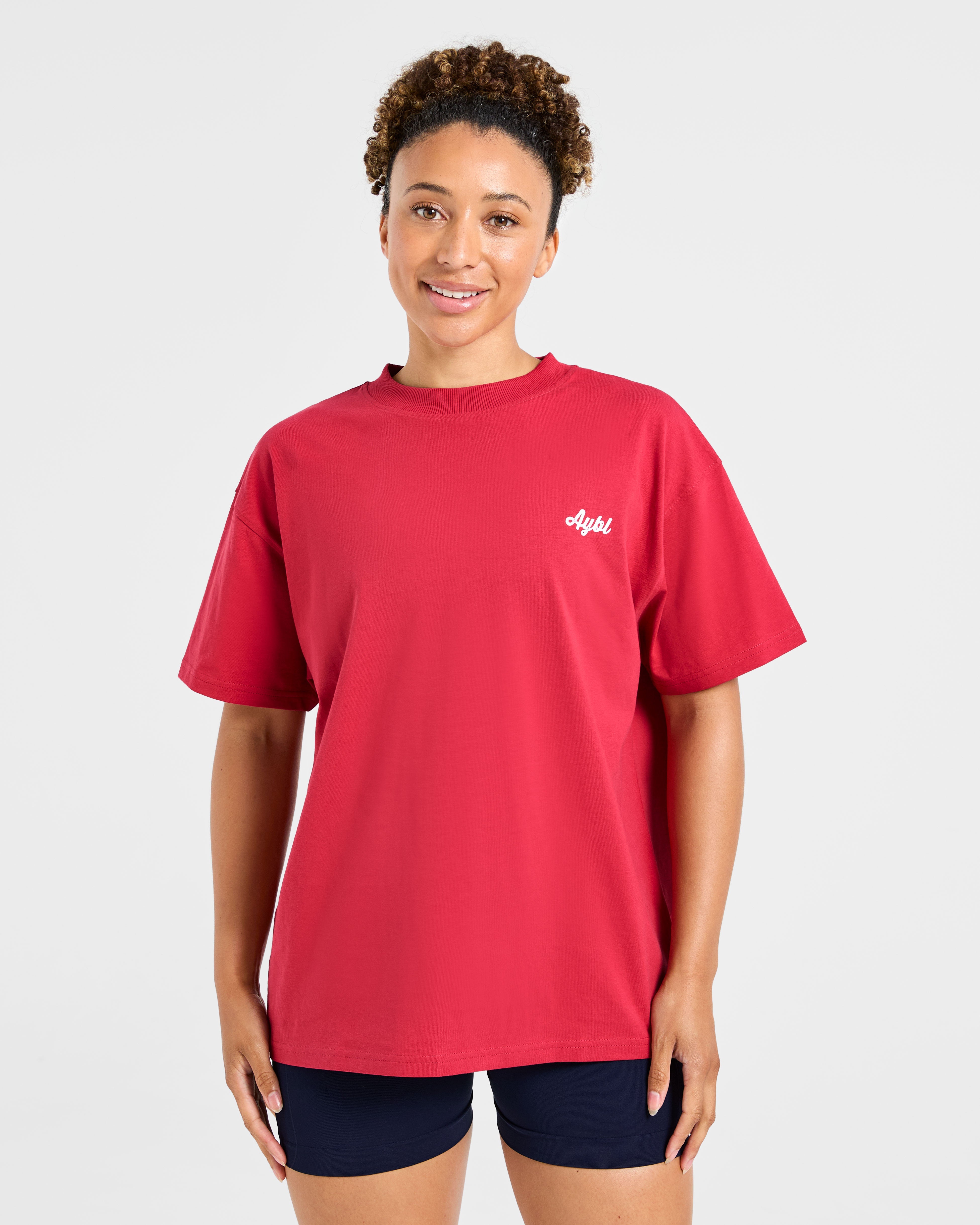 Retro Athletics Club Oversized T Shirt - Rood/Blauw