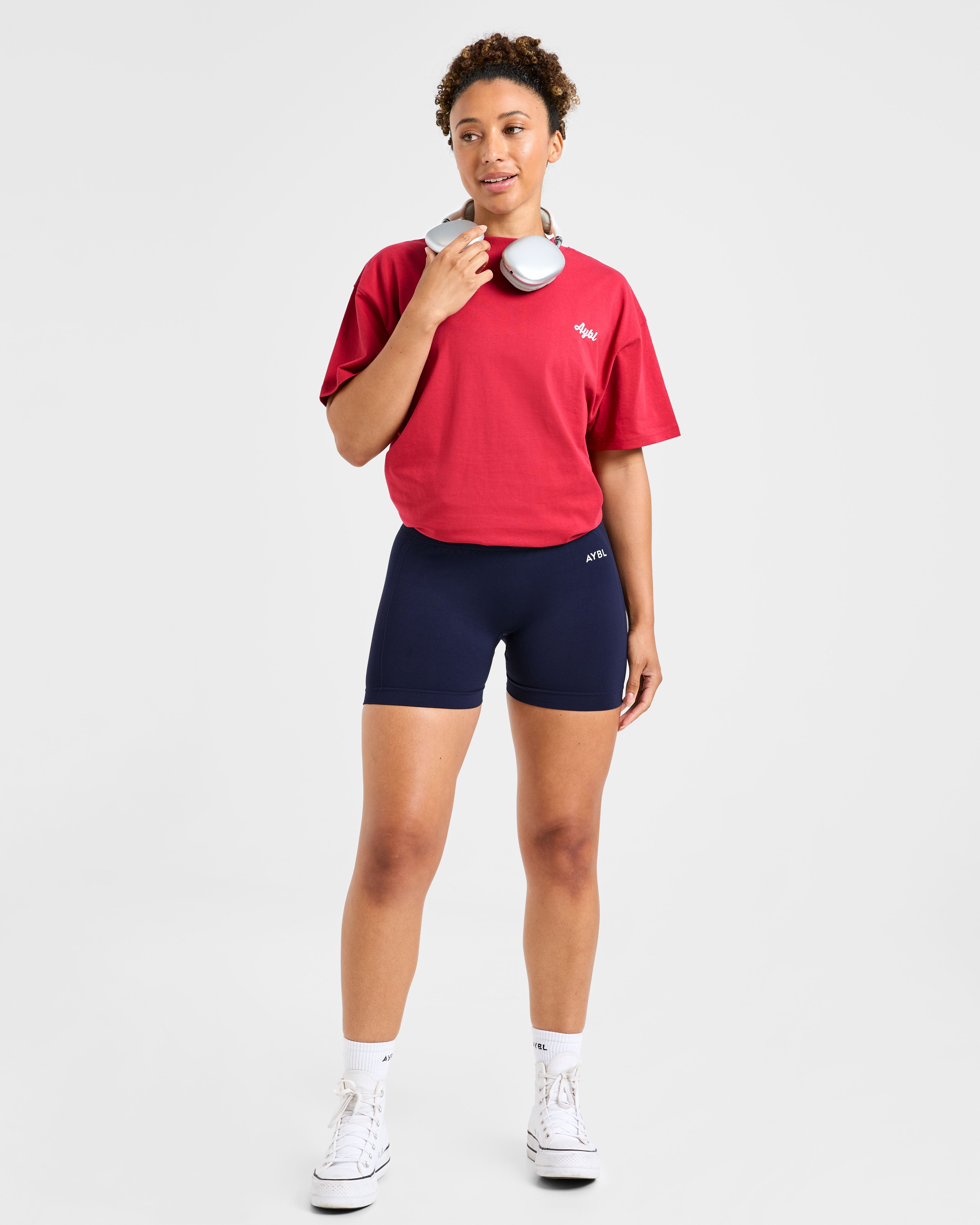 Retro Athletics Club Oversized T Shirt - Rood/Blauw