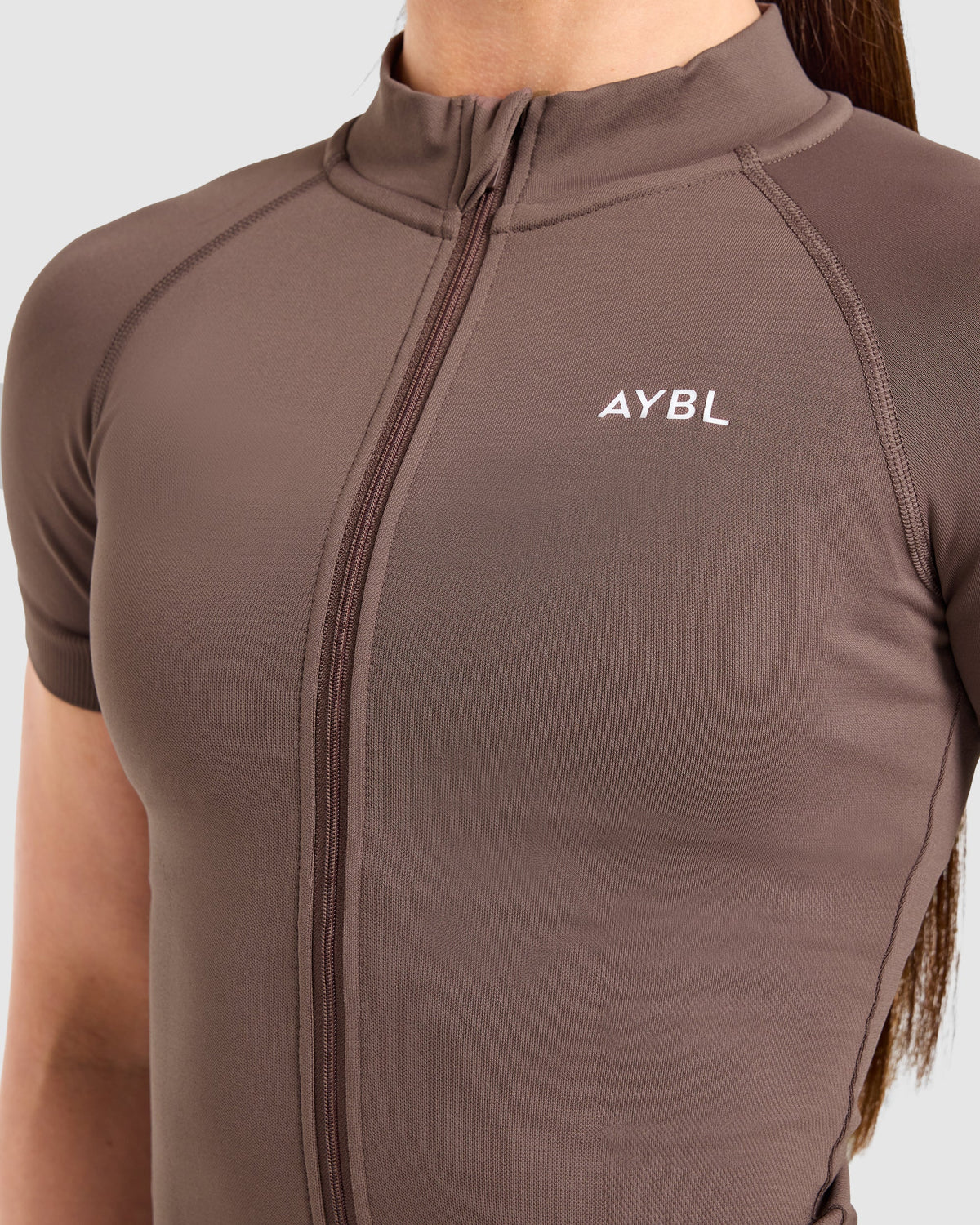 Enhance Seamless Short Sleeve Zip Up Jacket - Bruin
