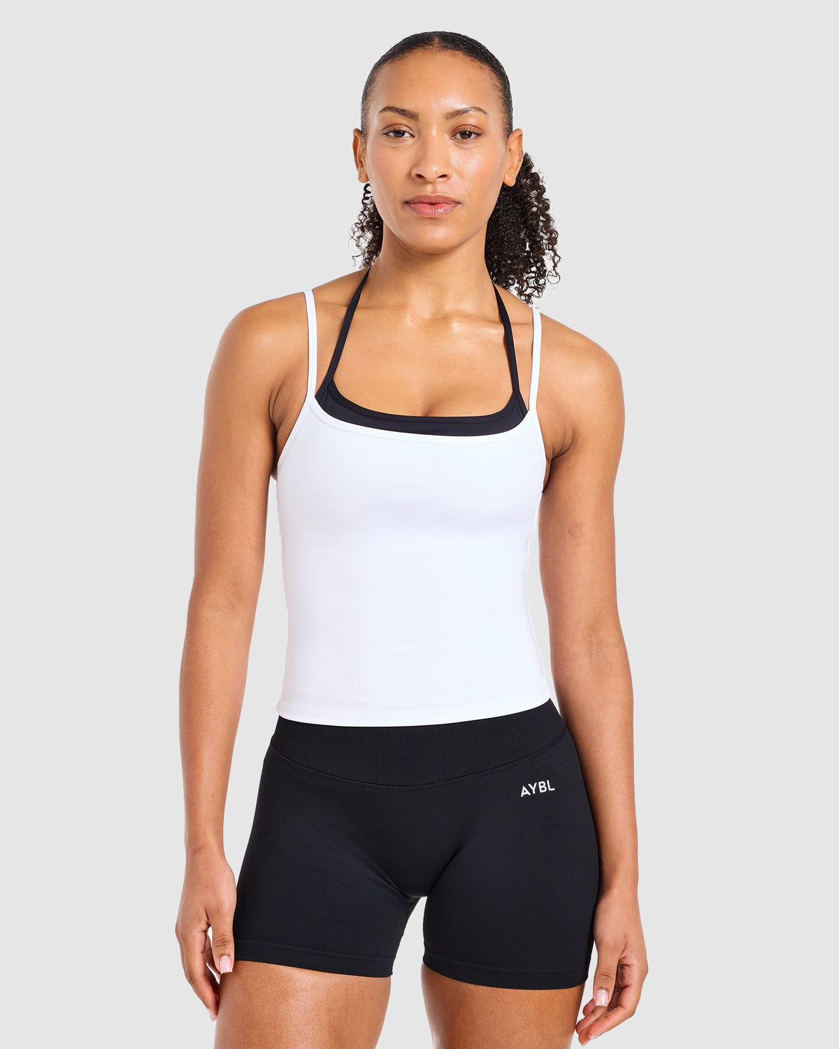 Double Layered Tank Top - Wit/Zwart