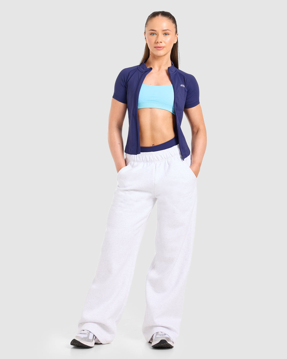 Enhance Seamless Short Sleeve Zip Up Jacket - Storm Blauw