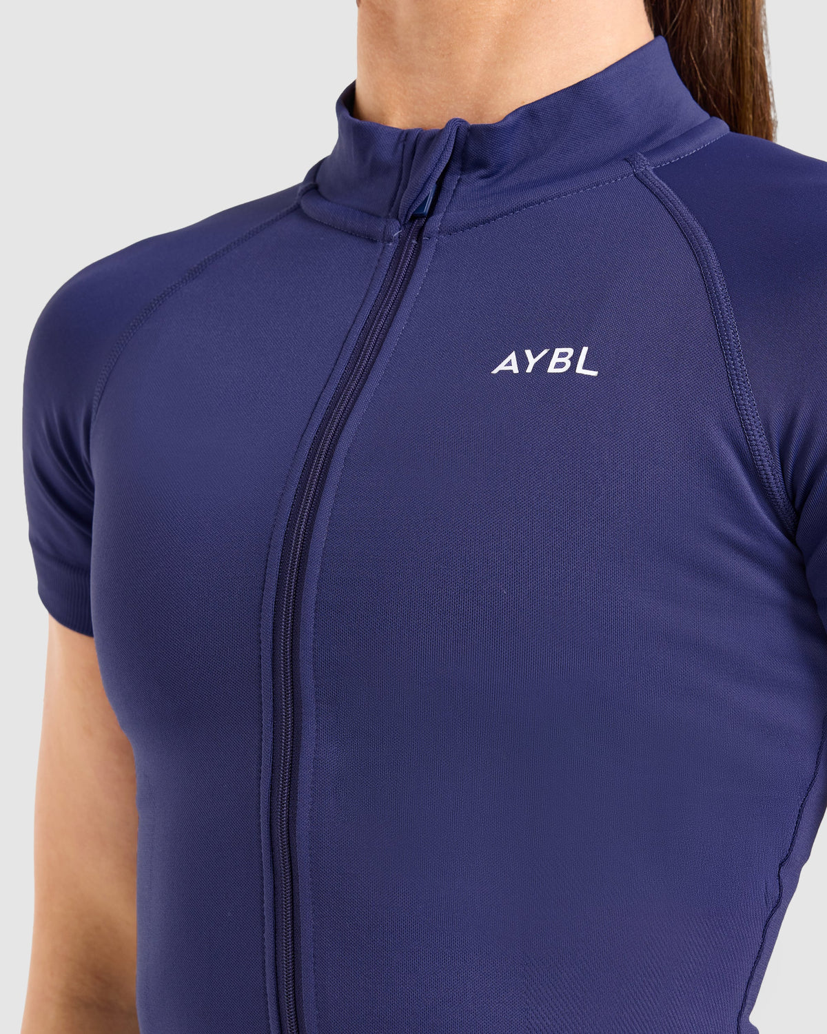 Enhance Seamless Short Sleeve Zip Up Jacket - Storm Blauw