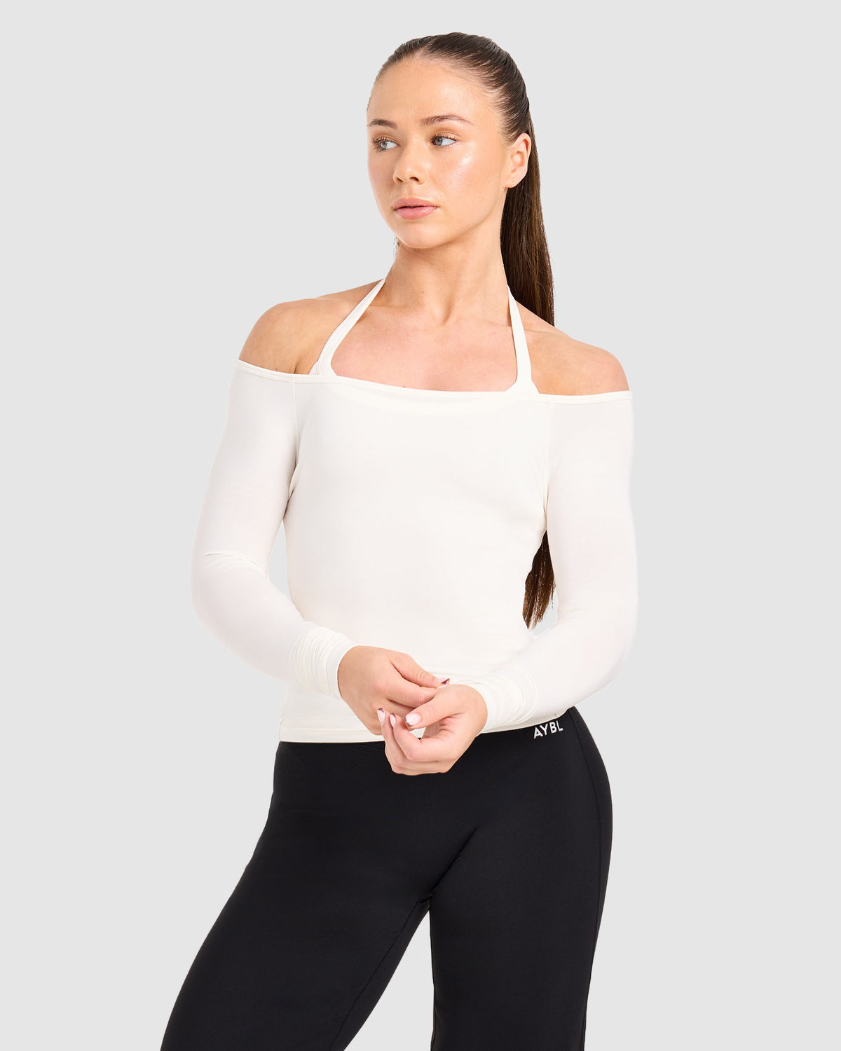 Ease Halterneck Top - Cream Wit