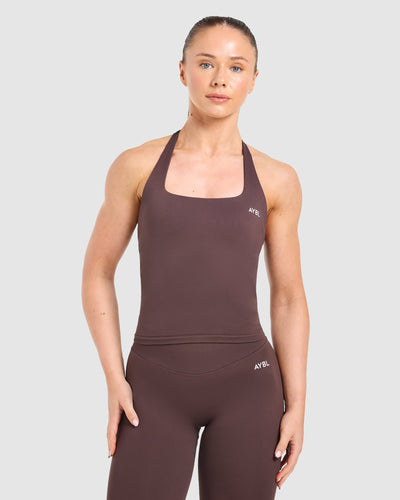 Enhance Seamless Halterneck Top - Cocoa Bruin