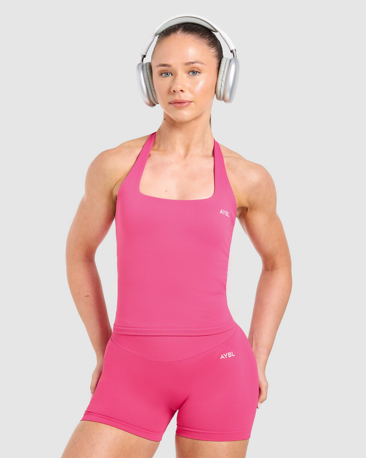 Enhance Seamless Halterneck Top - Raspberry Roze