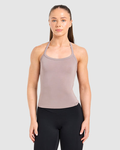 Ease Halterneck Top - Warm Taupe
