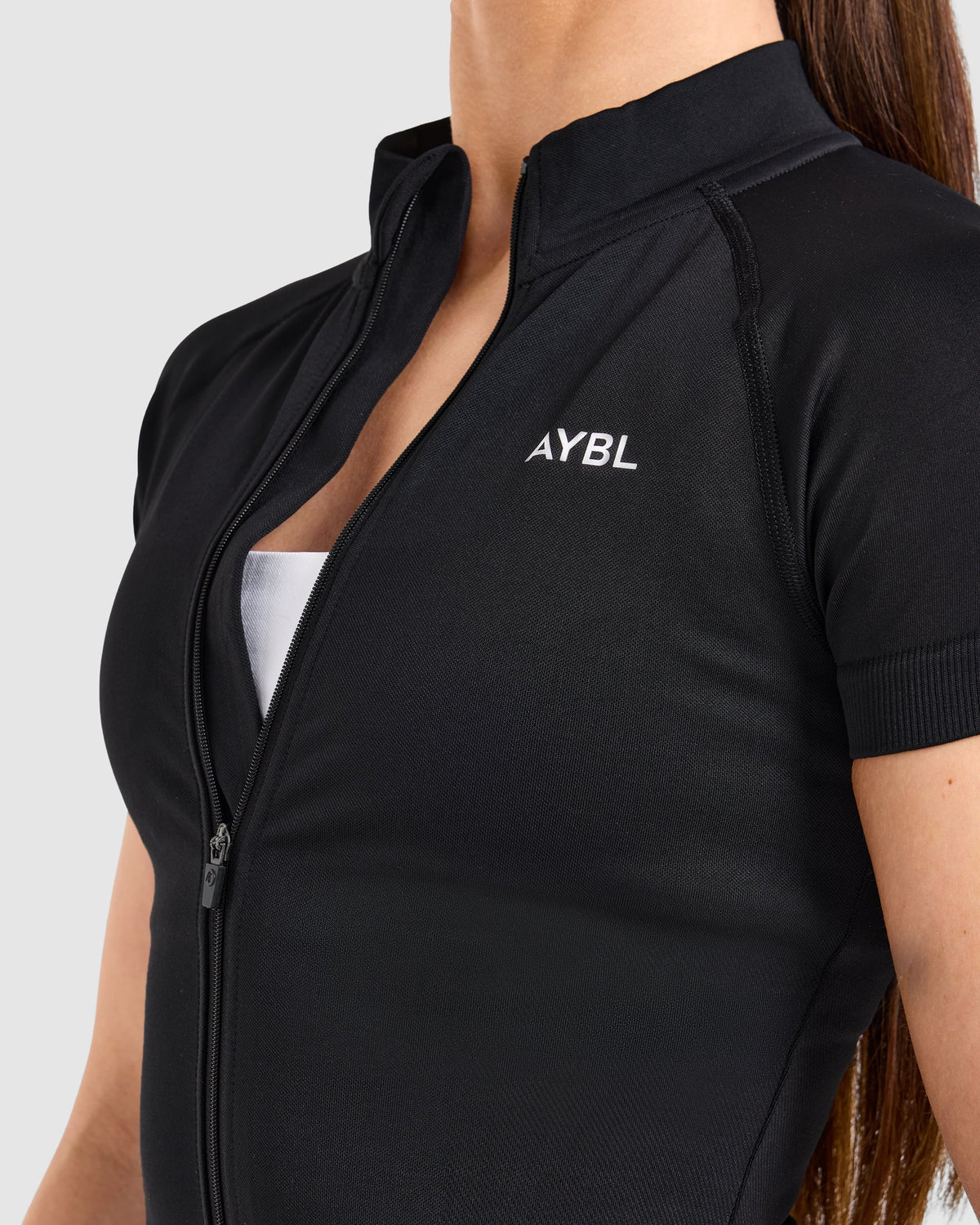 Enhance Seamless Short Sleeve Zip Up Jacket - Zwart