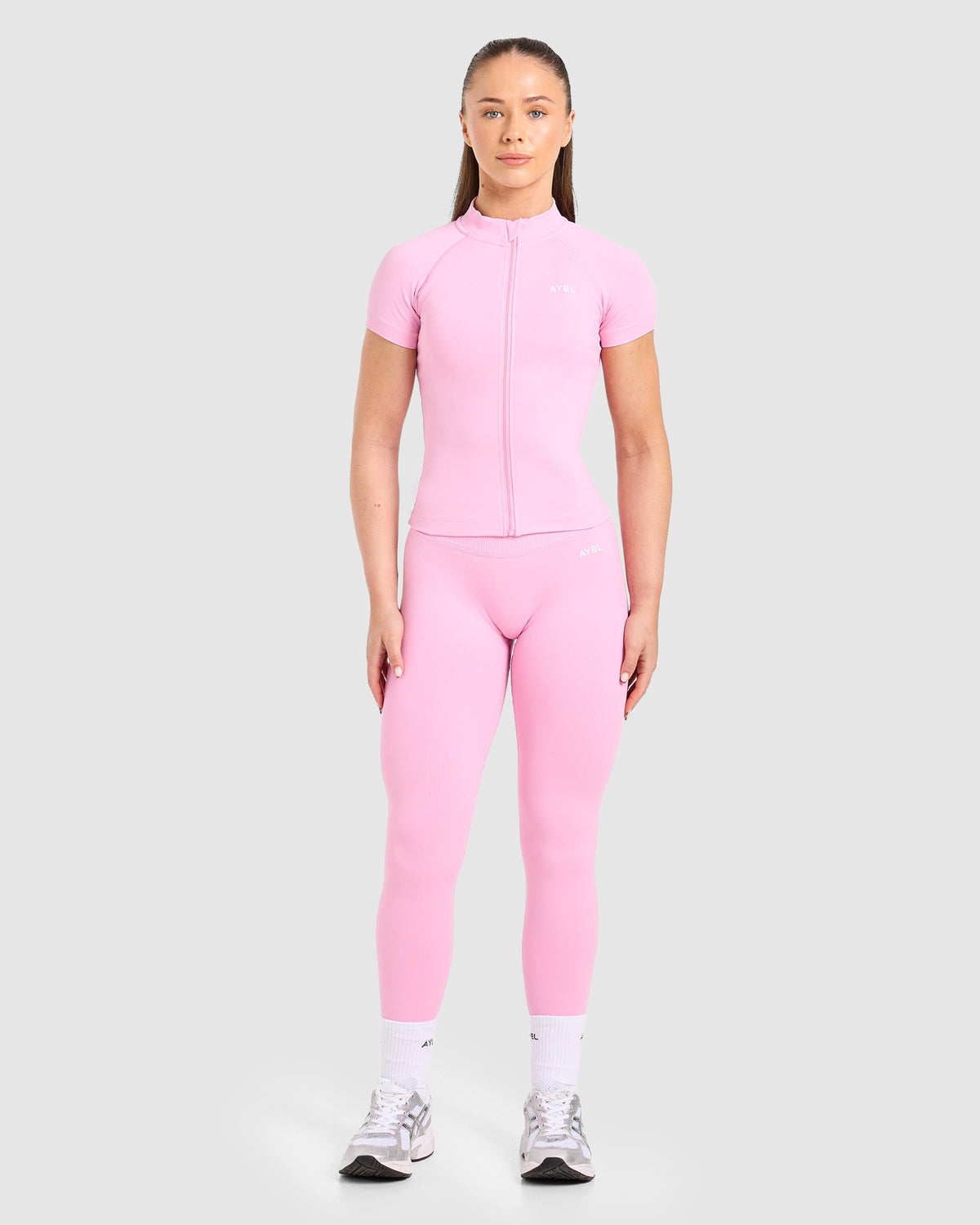 Enhance Seamless Short Sleeve Zip Up Jacket - Sugar Roze