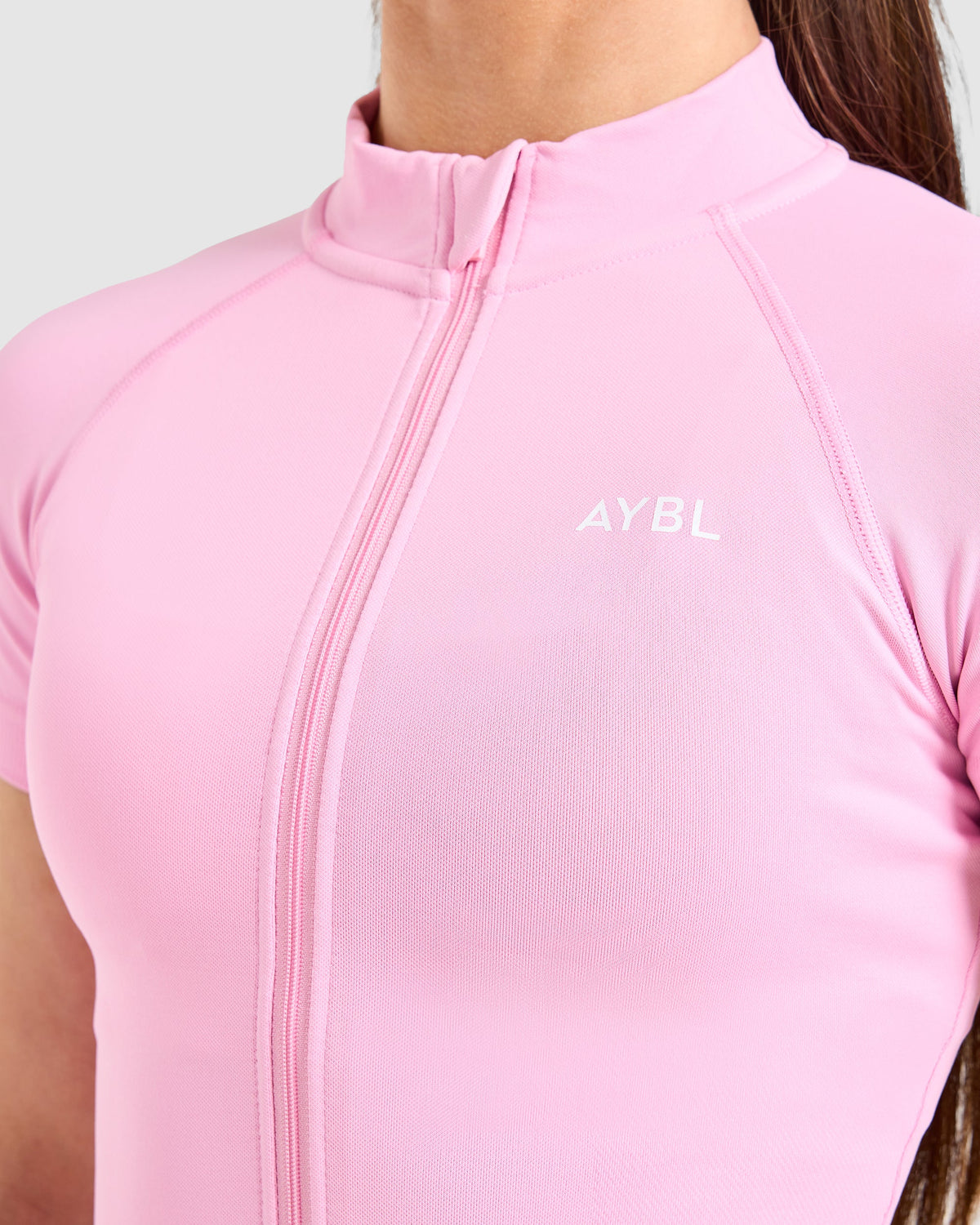 Enhance Seamless Short Sleeve Zip Up Jacket - Sugar Roze