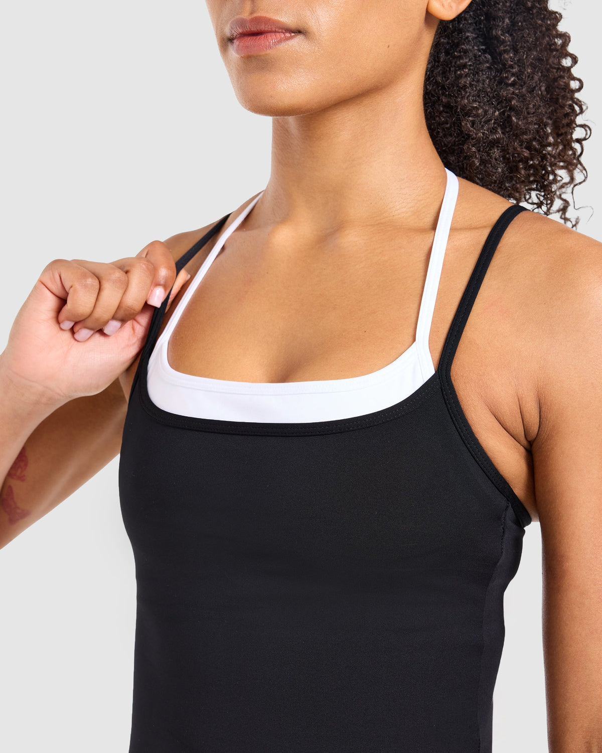 Double Layered Tank Top - Zwart/Wit