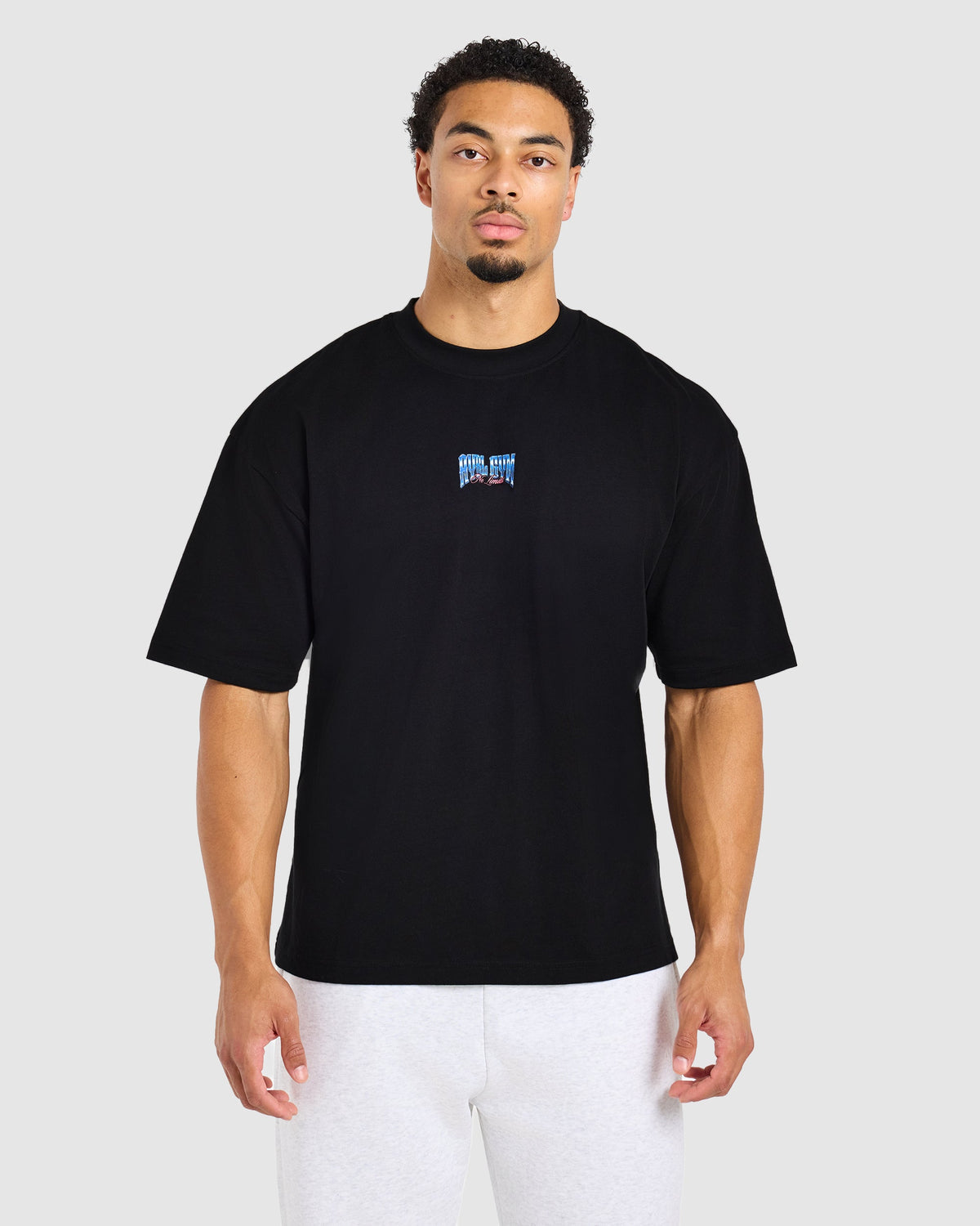 Anime Deadlift Dept Oversized T Shirt - Zwart/Blauw