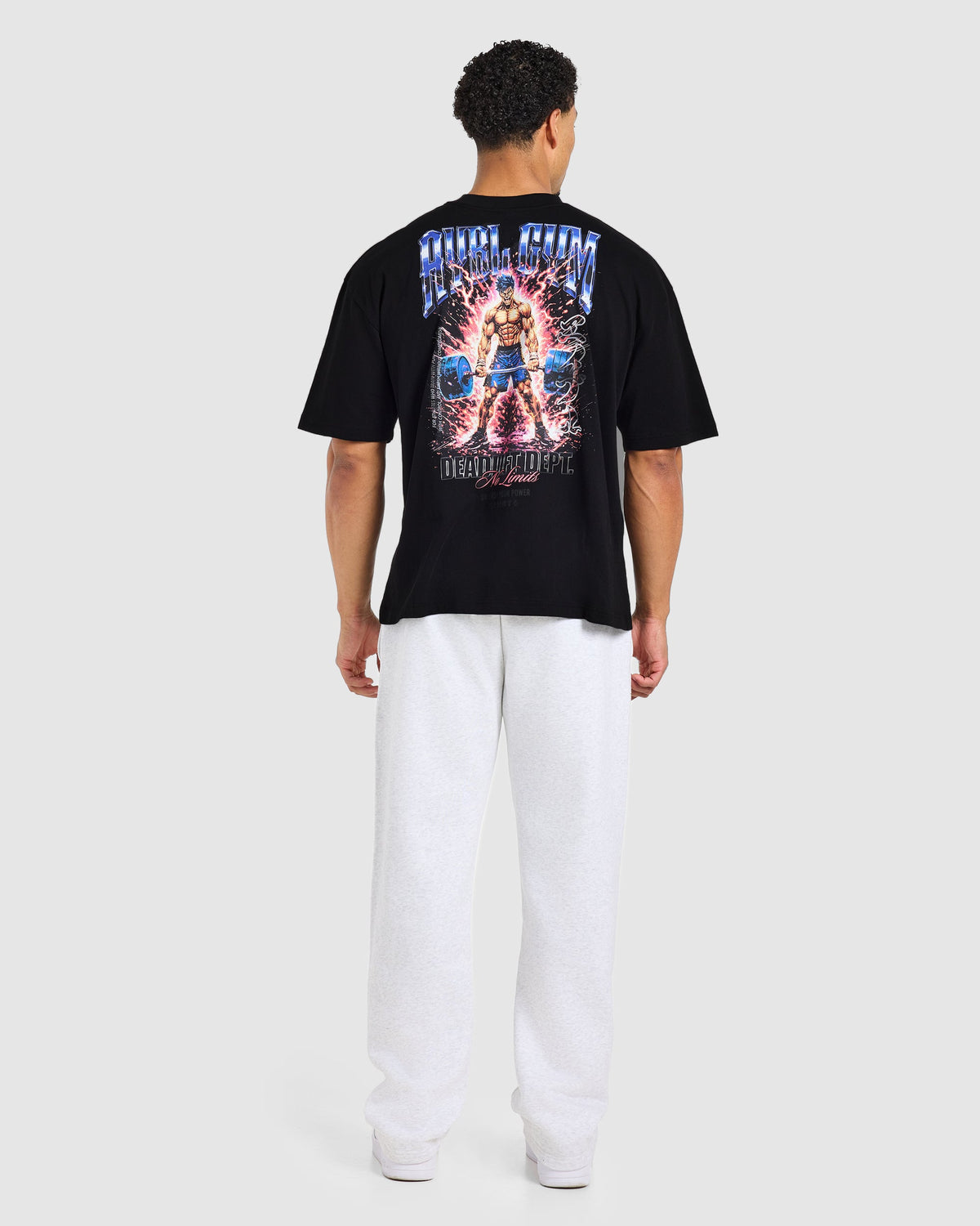 Anime Deadlift Dept Oversized T Shirt - Zwart/Blauw