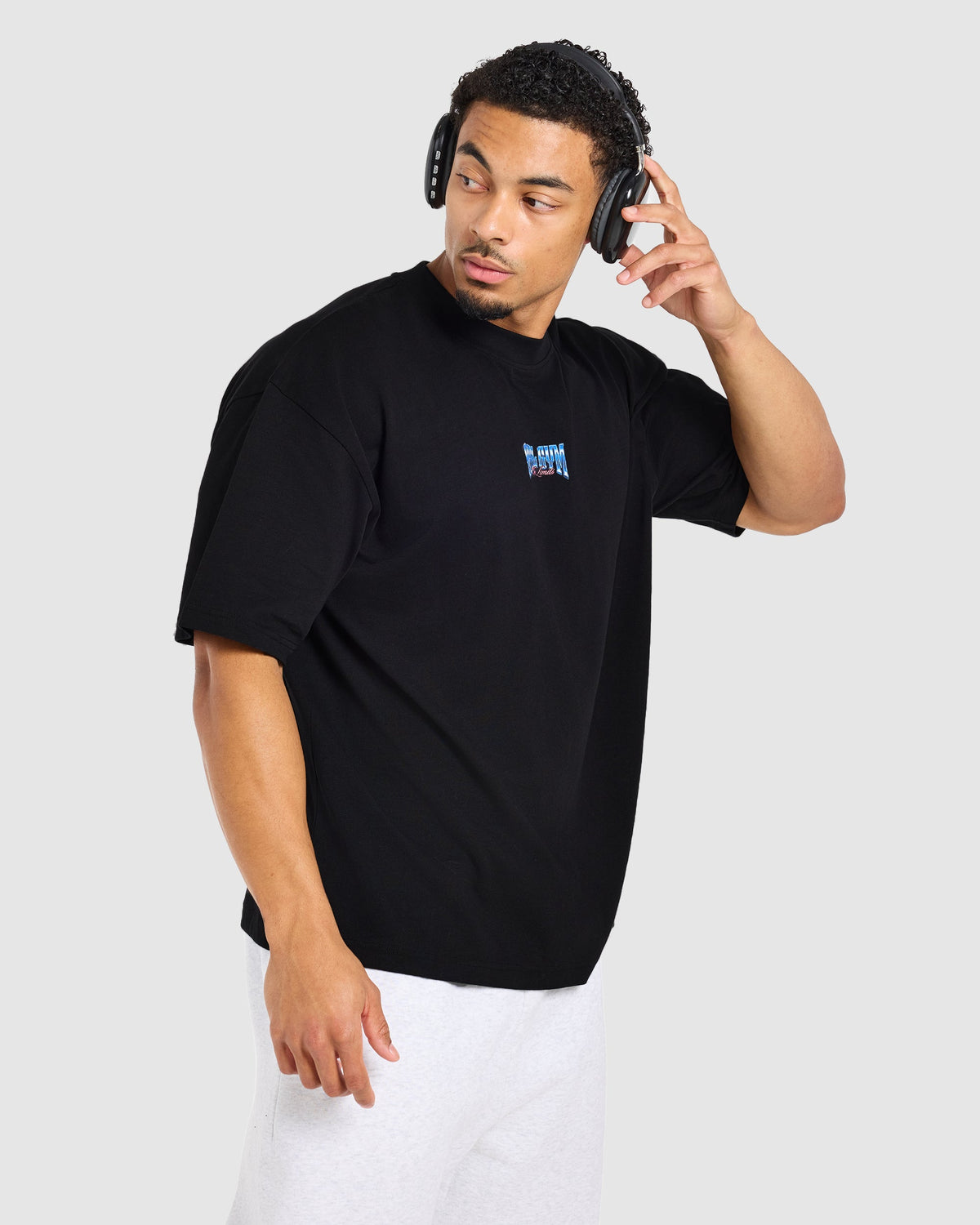Anime Deadlift Dept Oversized T Shirt - Zwart/Blauw