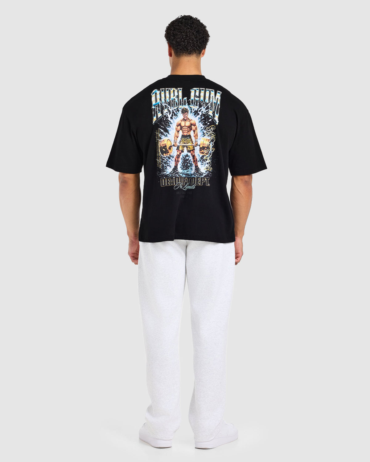 Anime Deadlift Dept Oversized T Shirt - Zwart/Geel