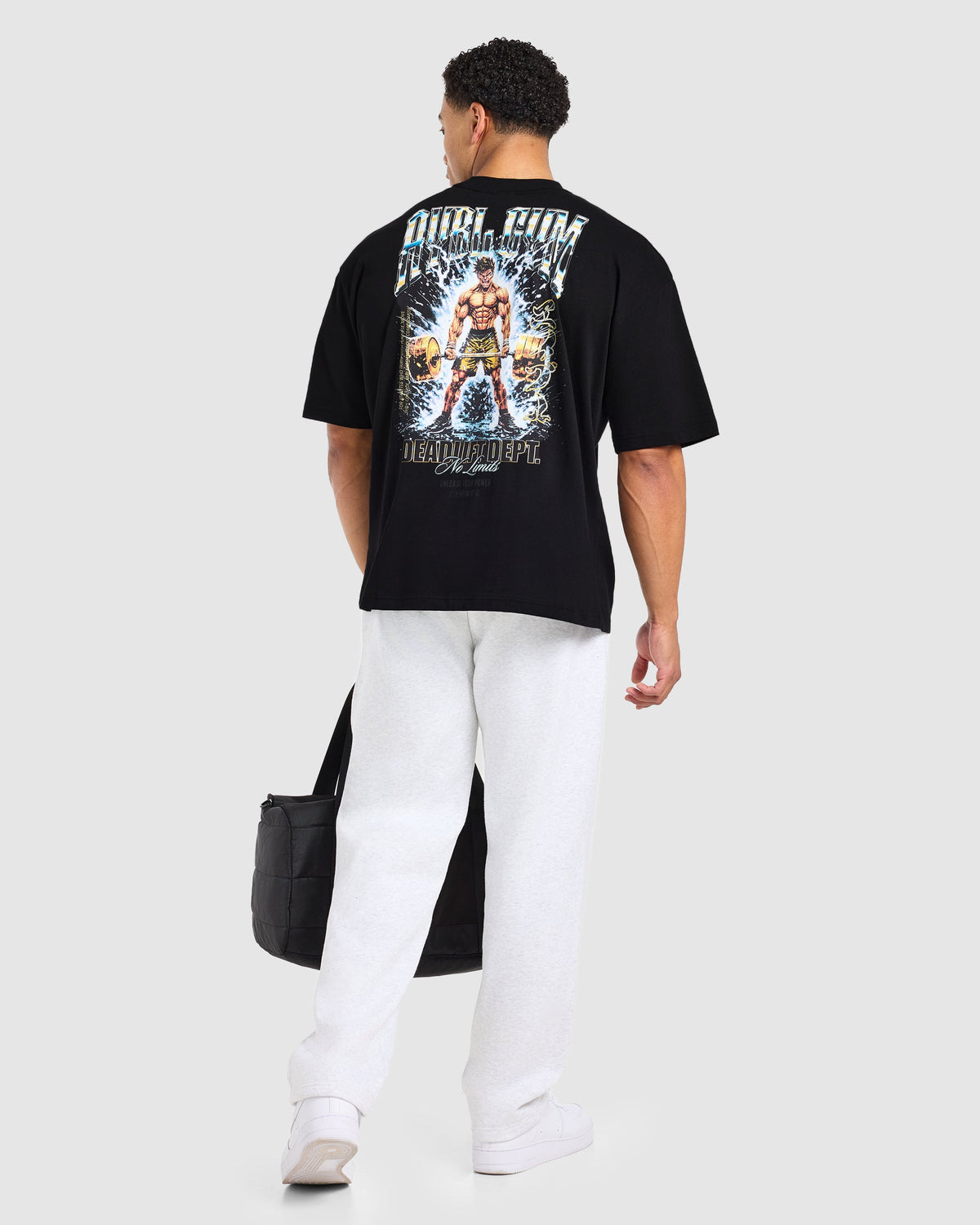 Anime Deadlift Dept Oversized T Shirt - Zwart/Geel