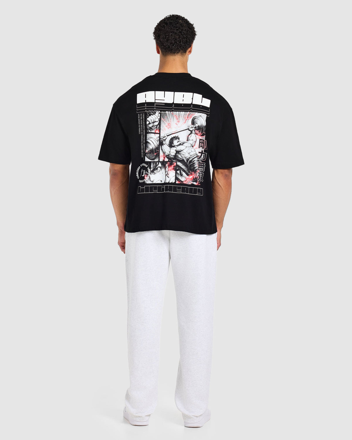 Anime Bench Press Oversized T Shirt - Zwart