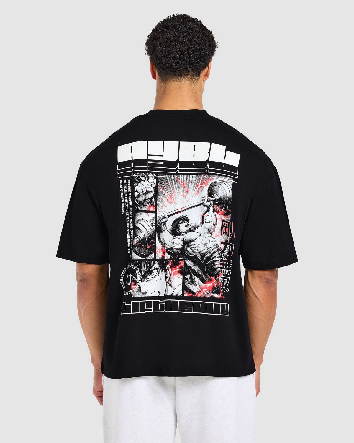 Anime Bench Press Oversized T Shirt - Zwart