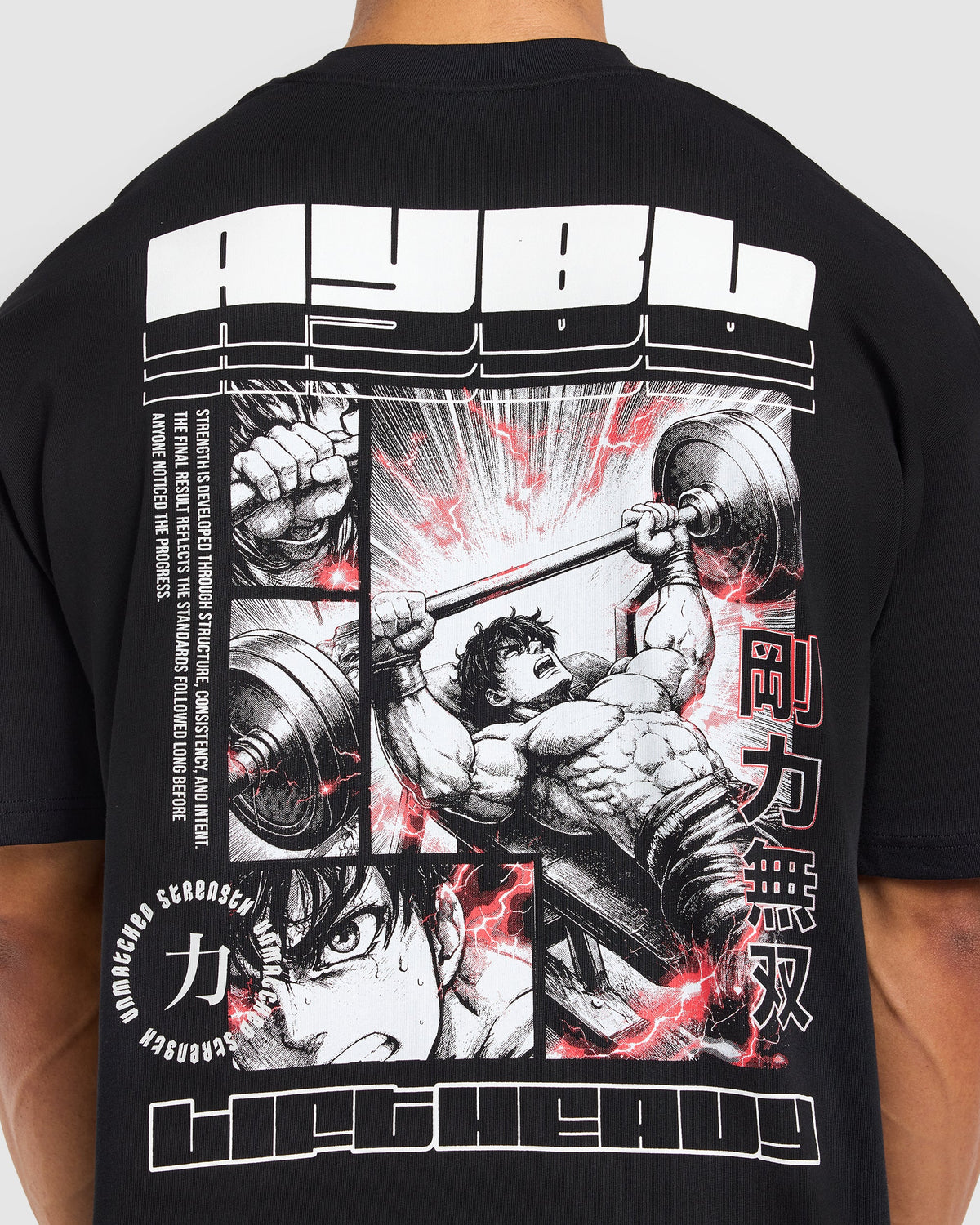 Anime Bench Press Oversized T Shirt - Zwart