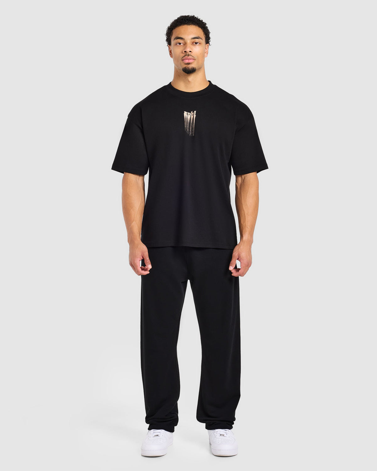 Gothic Blur Oversized T Shirt - Zwart