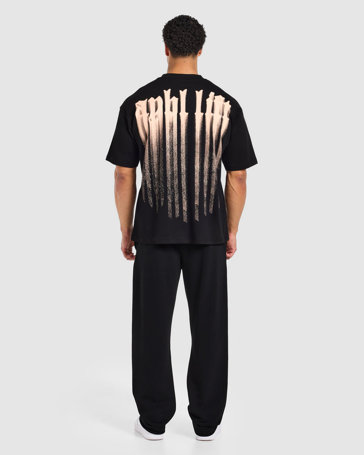 Gothic Blur Oversized T Shirt - Zwart