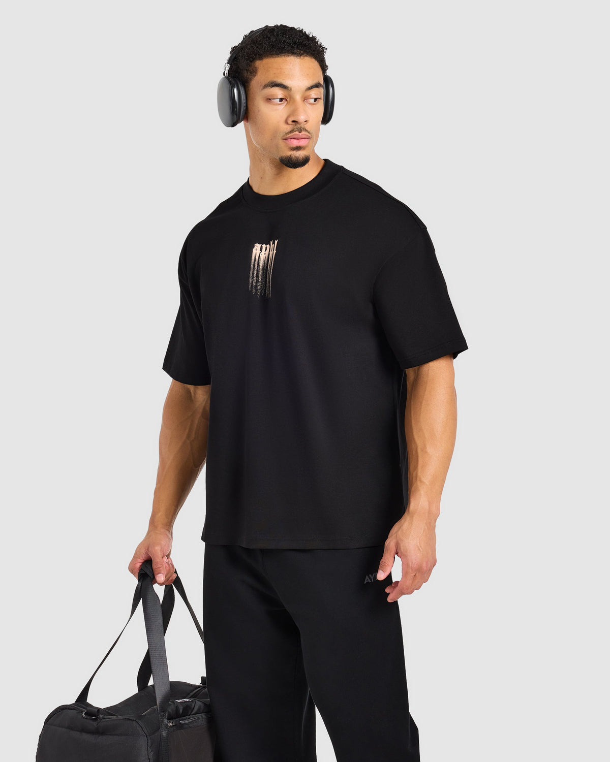 Gothic Blur Oversized T Shirt - Zwart