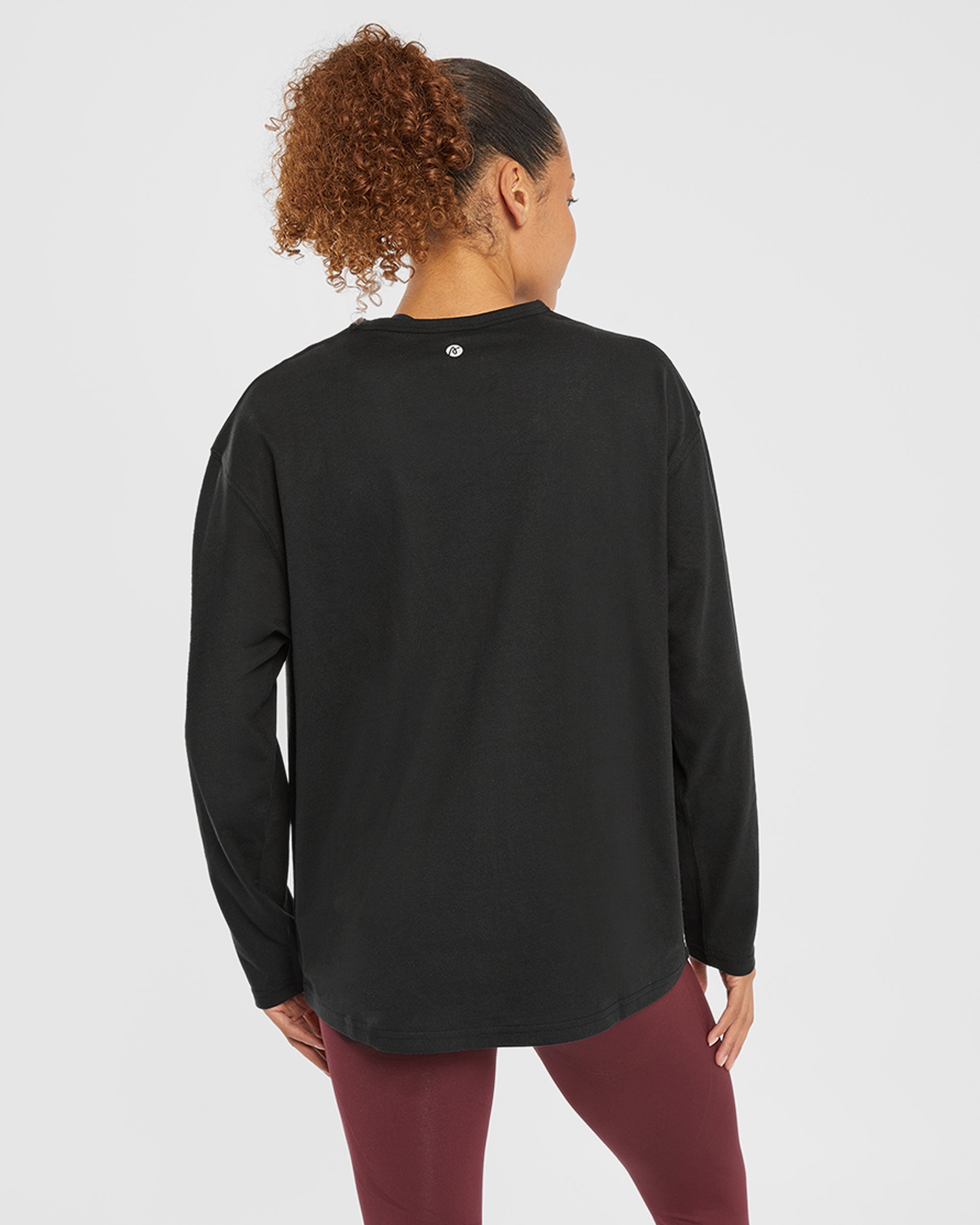 Essential Oversized Long Sleeve T Shirt - Zwart