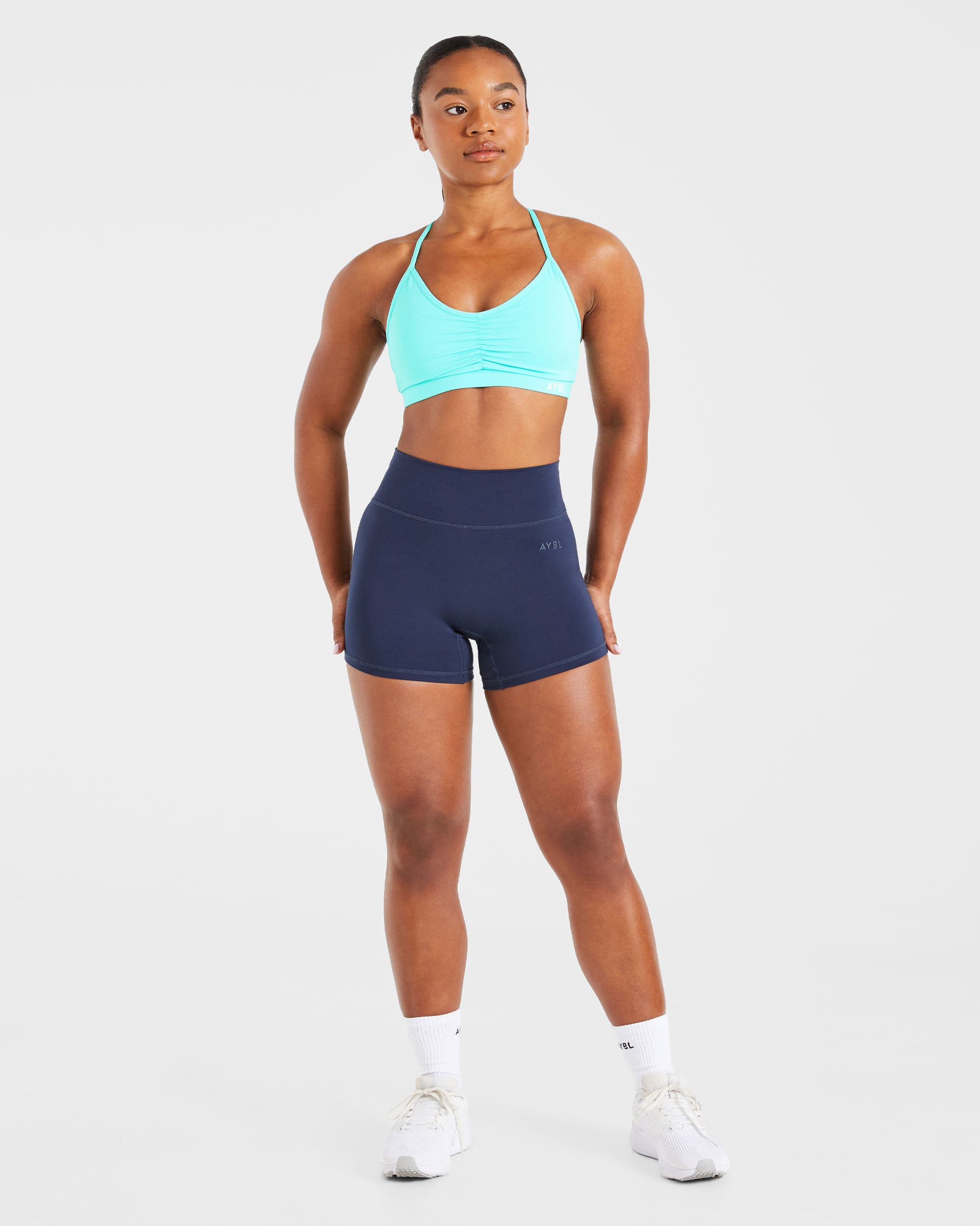 Essential Ruched Sports Bra - Aqua Blauw