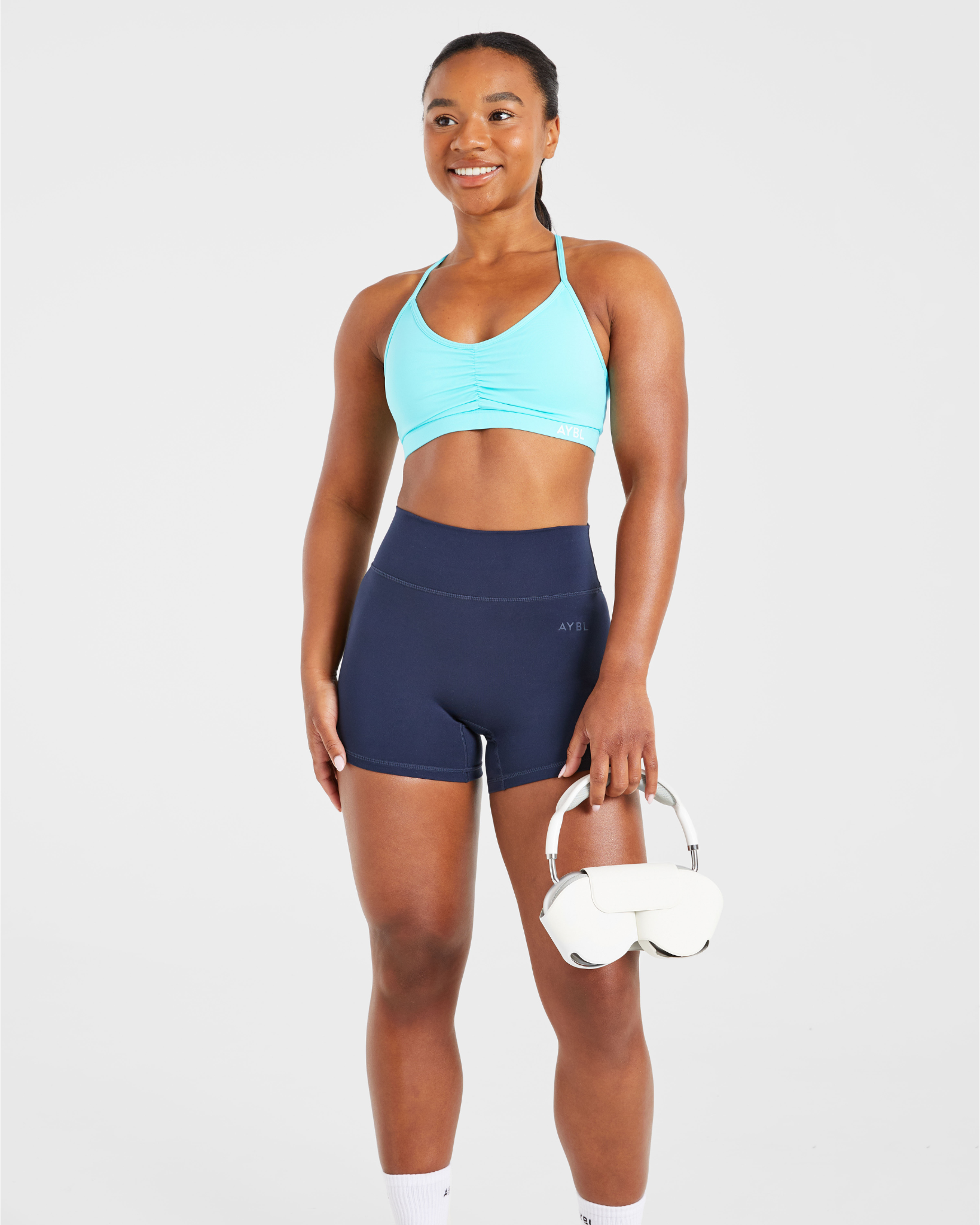 Essential Ruched Sports Bra - Aqua Blauw