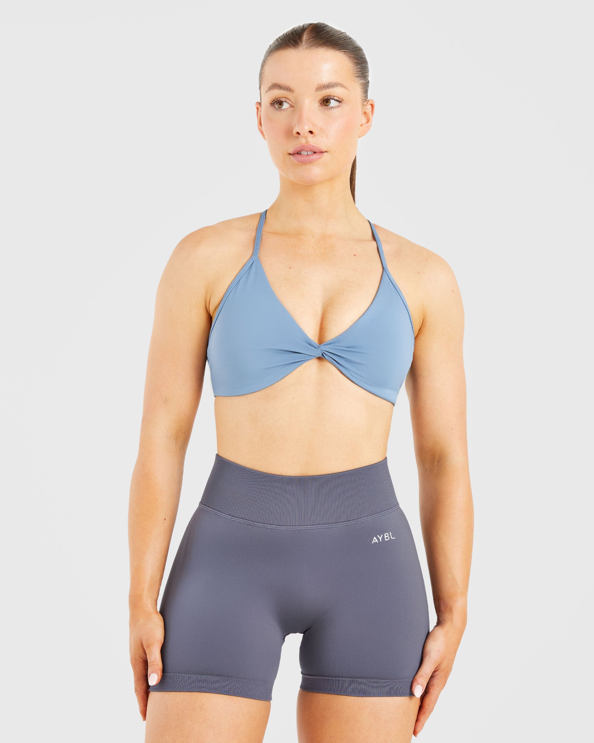 Essential Twist Crossback Sports Bra - Slate Blauw