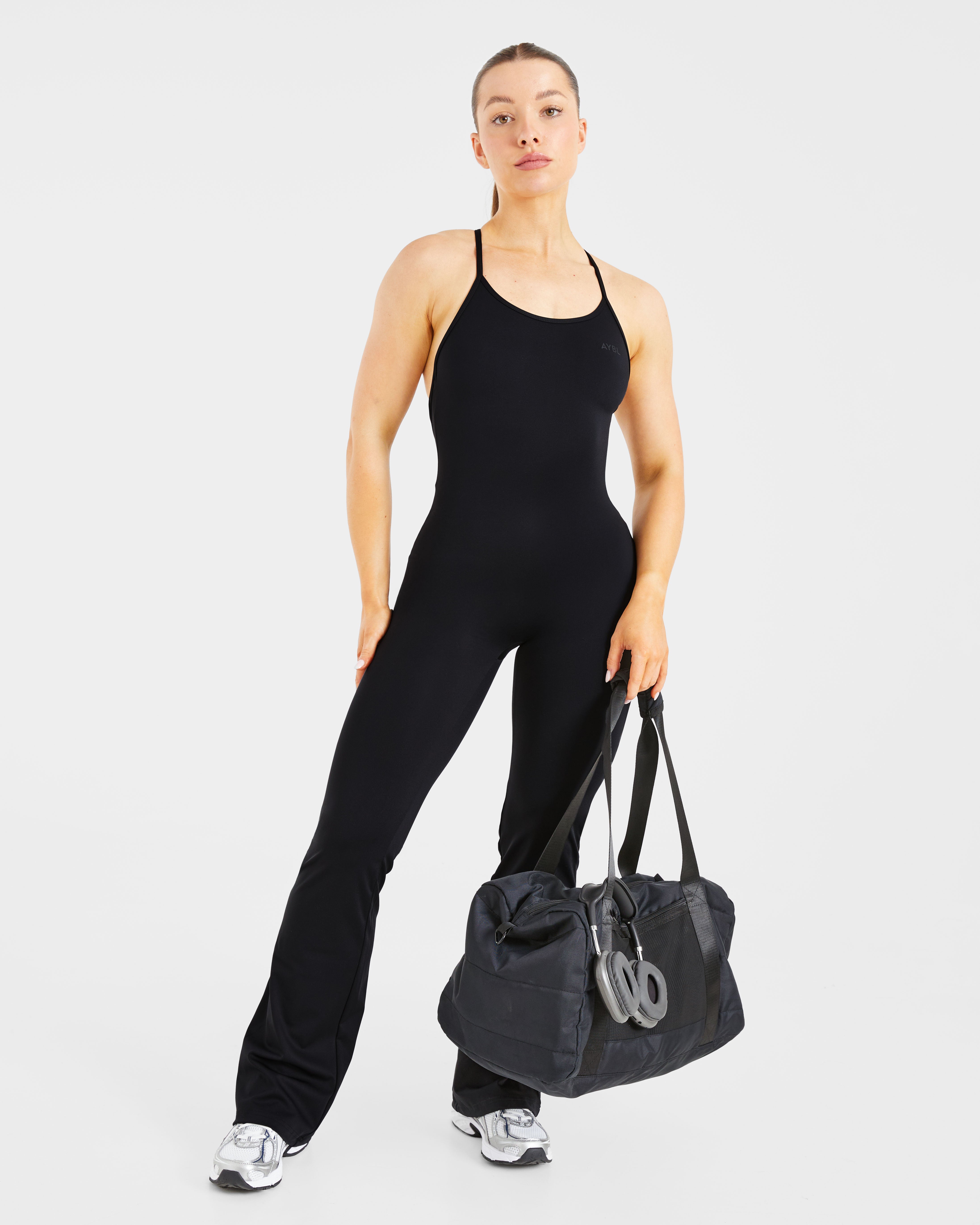 Sculpt Backless Flared All In One - Zwart