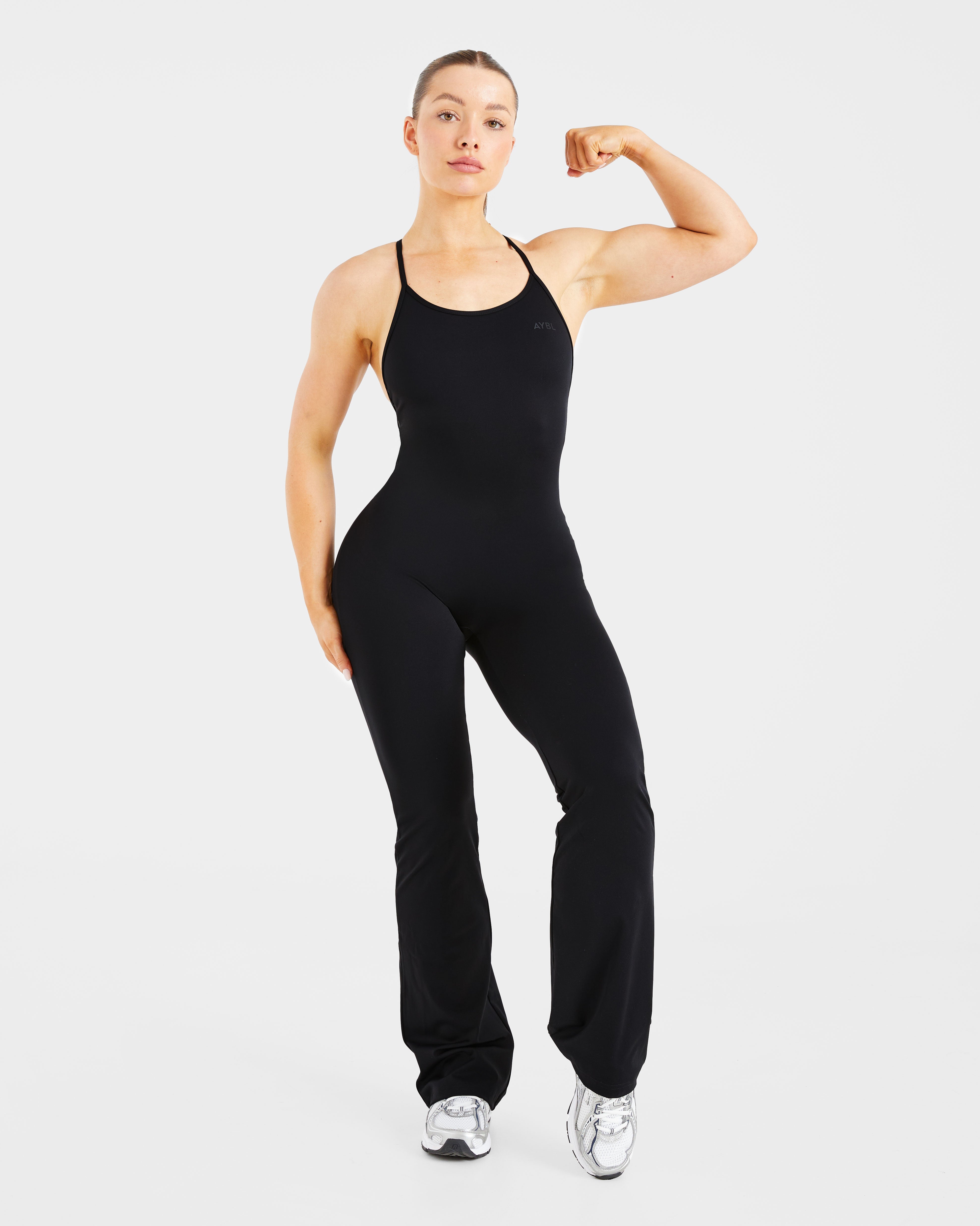 Sculpt Backless Flared All In One - Zwart