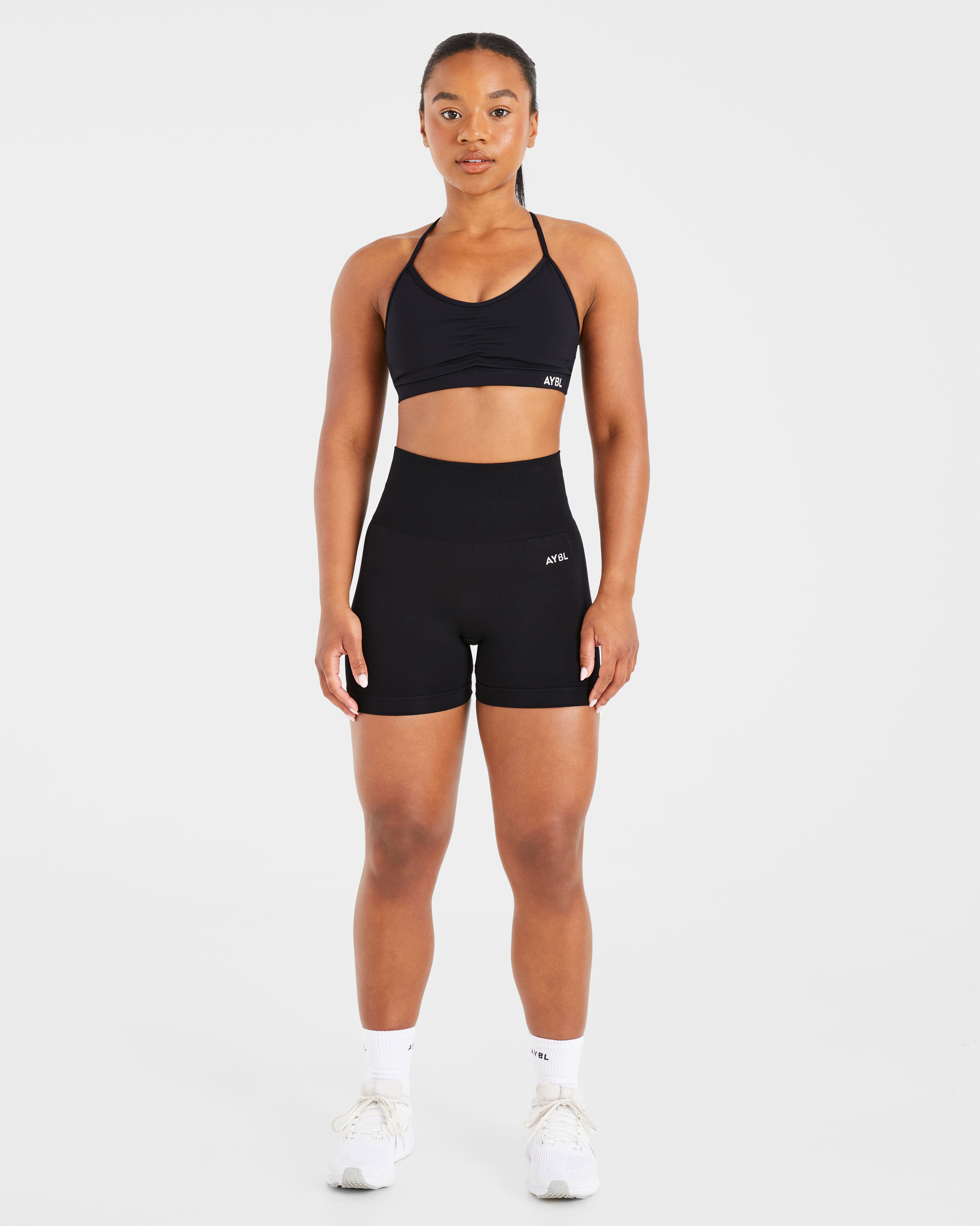 Essential Ruched Sports Bra - Zwart