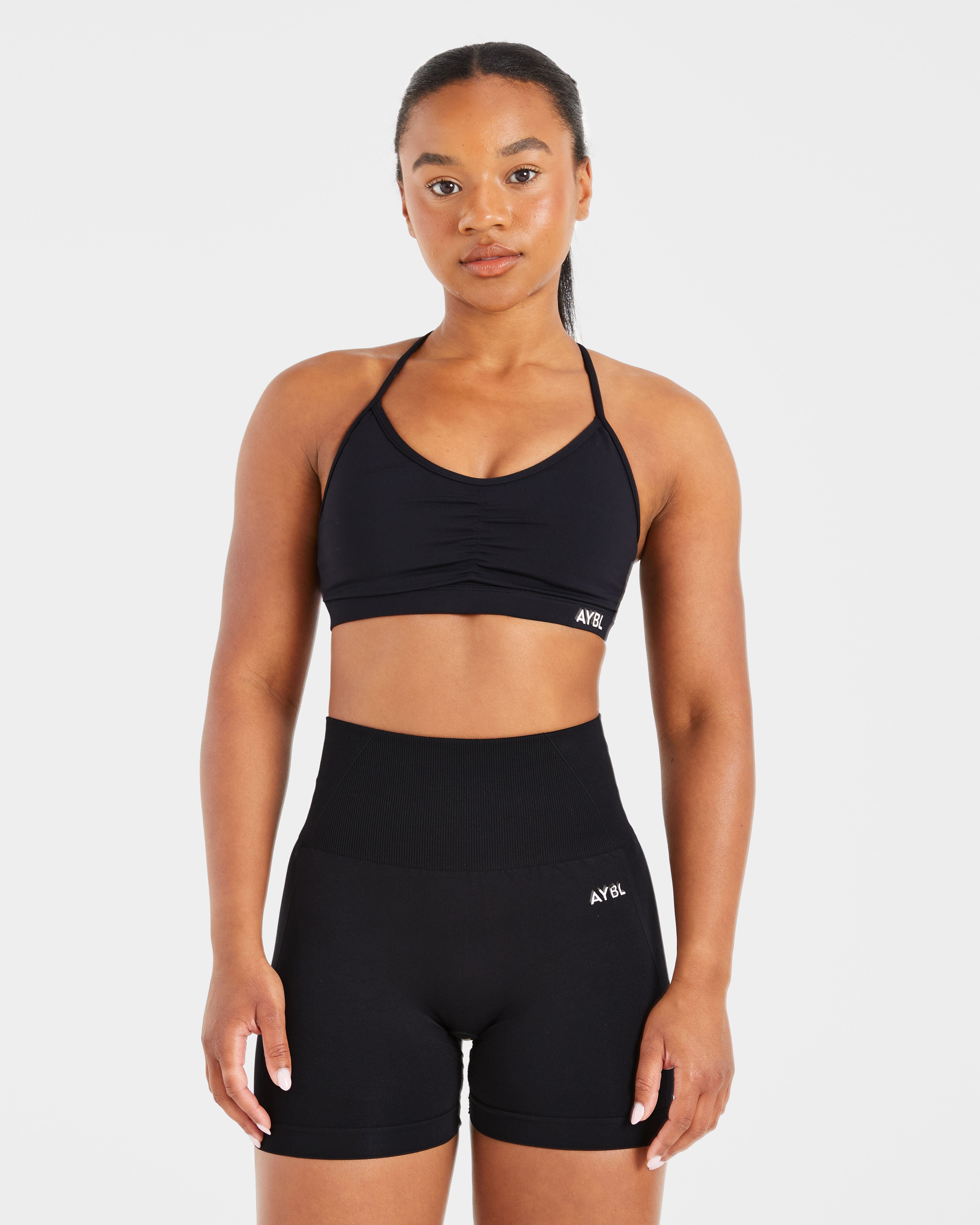 Essential Ruched Sports Bra - Zwart