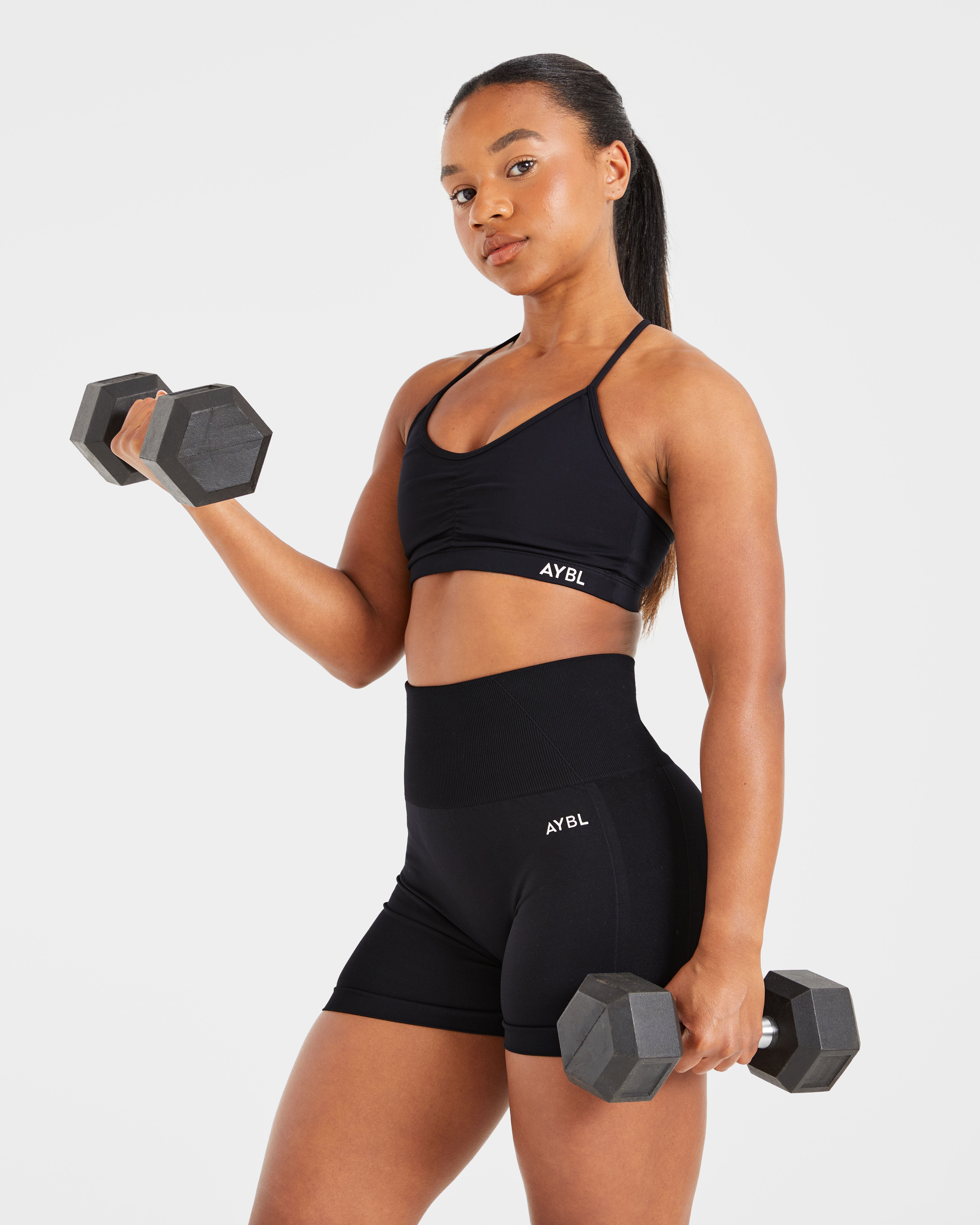 Essential Ruched Sports Bra - Zwart