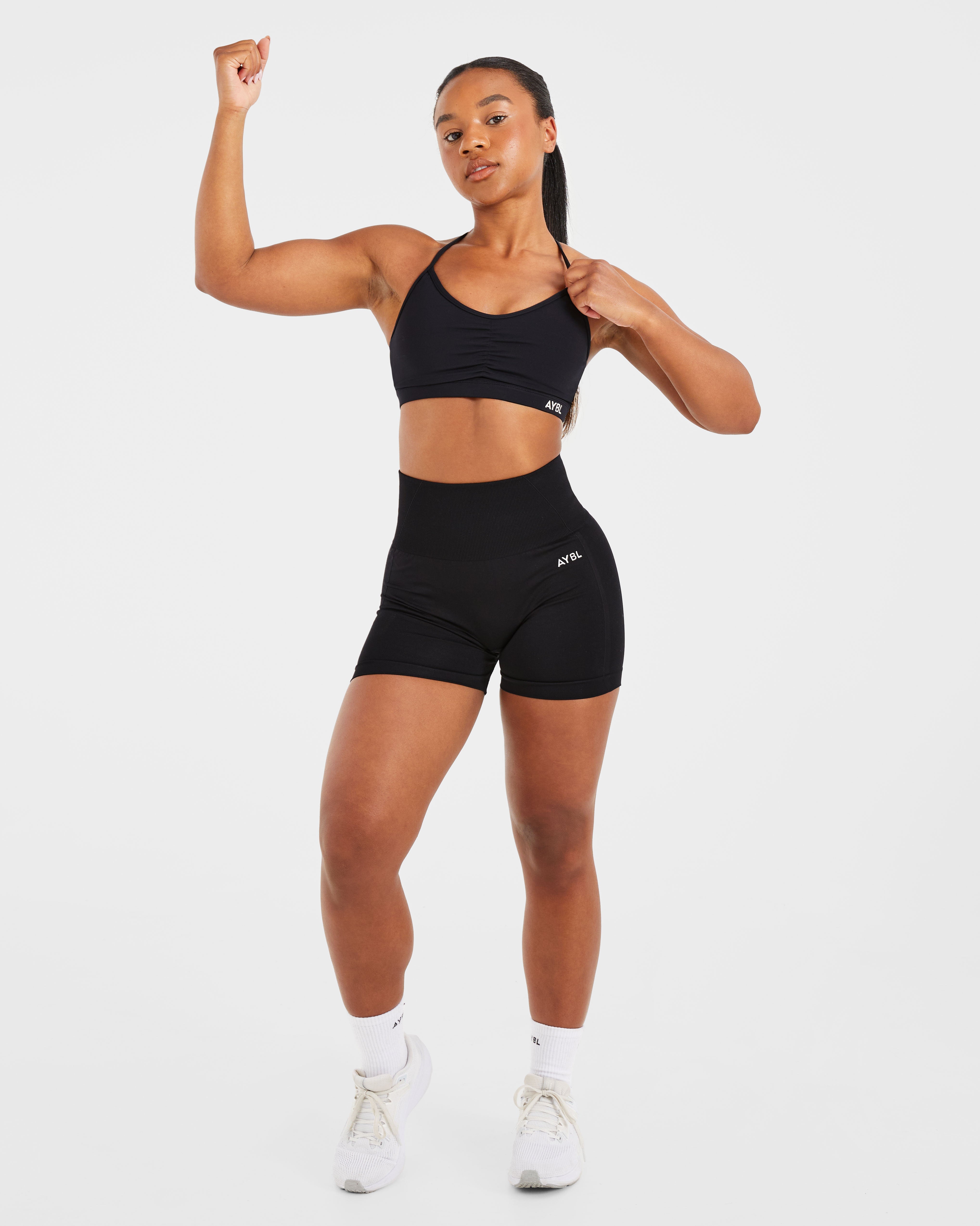 Essential Ruched Sports Bra - Zwart